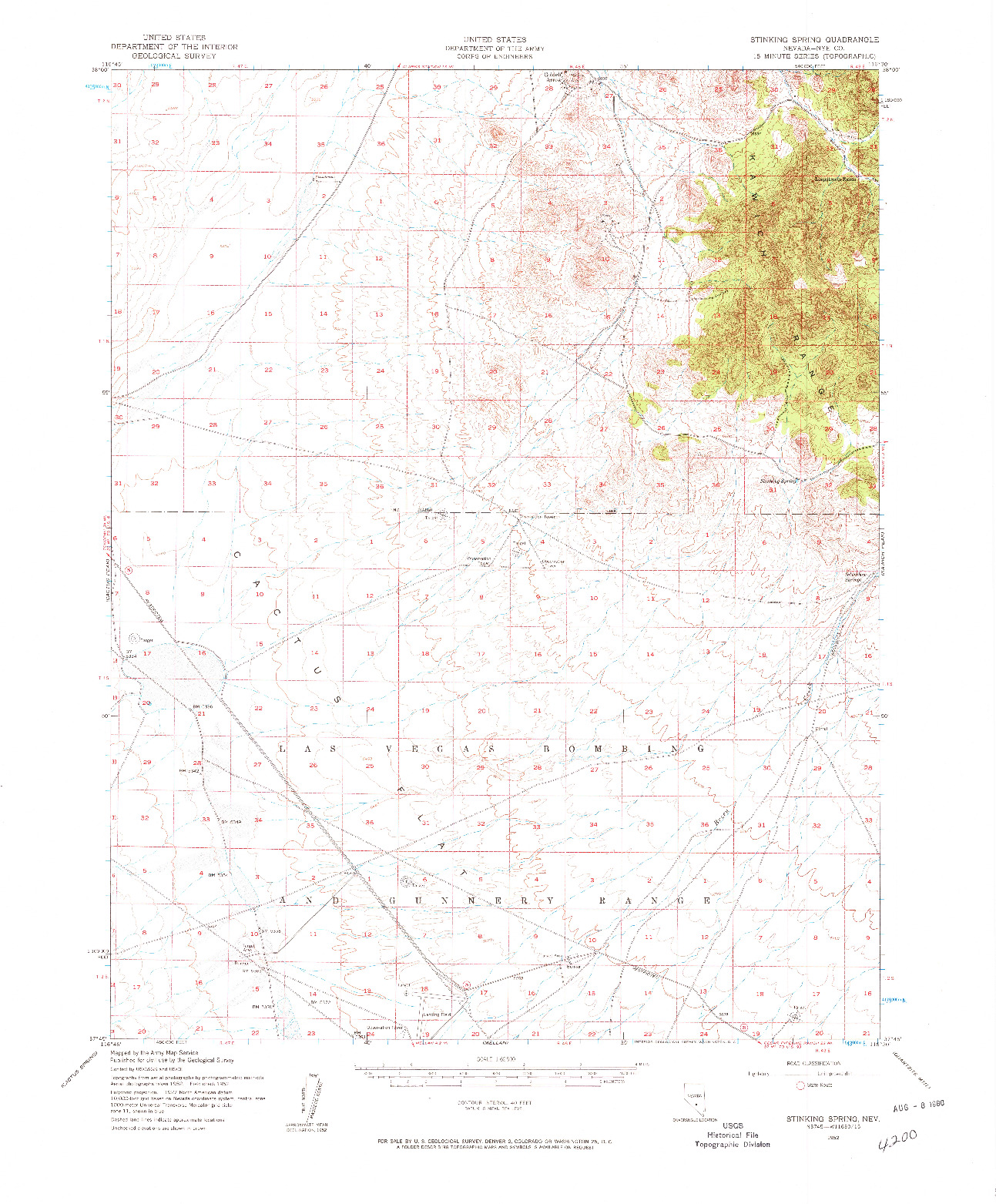 USGS 1:62500-SCALE QUADRANGLE FOR STINKING SPRING, NV 1952