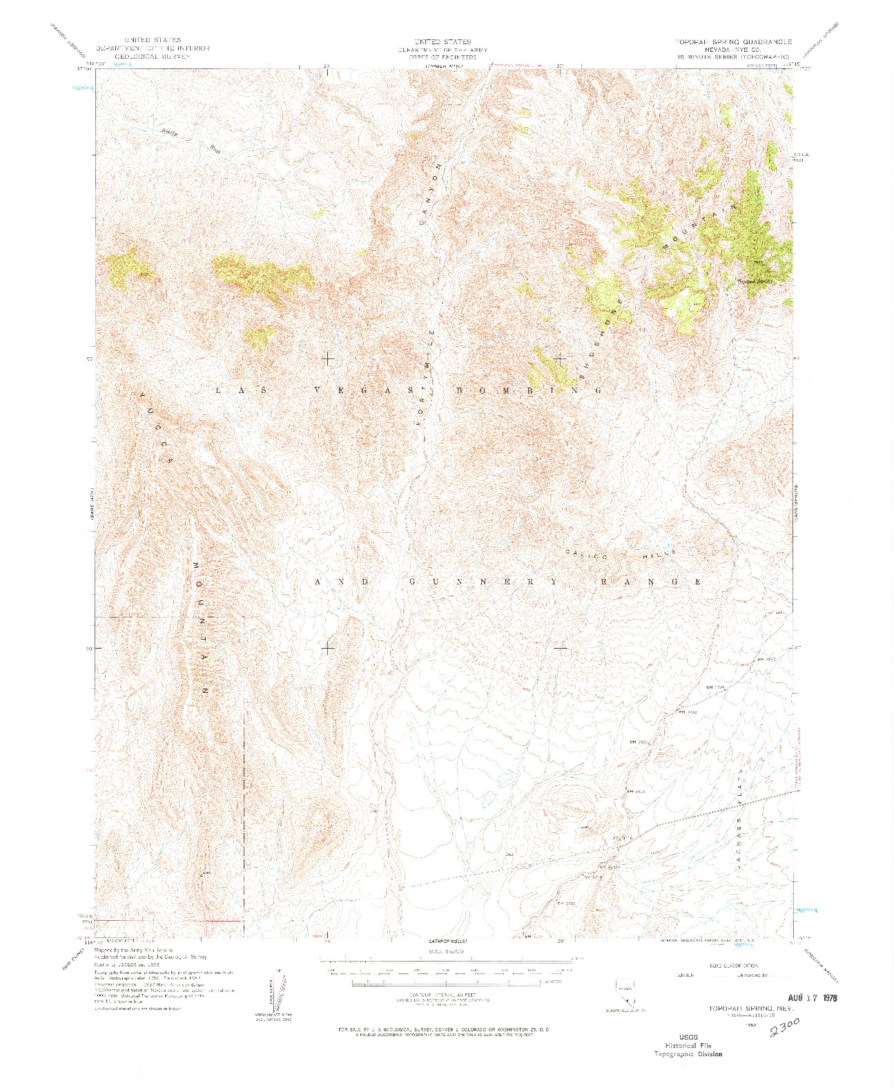 USGS 1:62500-SCALE QUADRANGLE FOR TOPOPAH SPRING, NV 1952