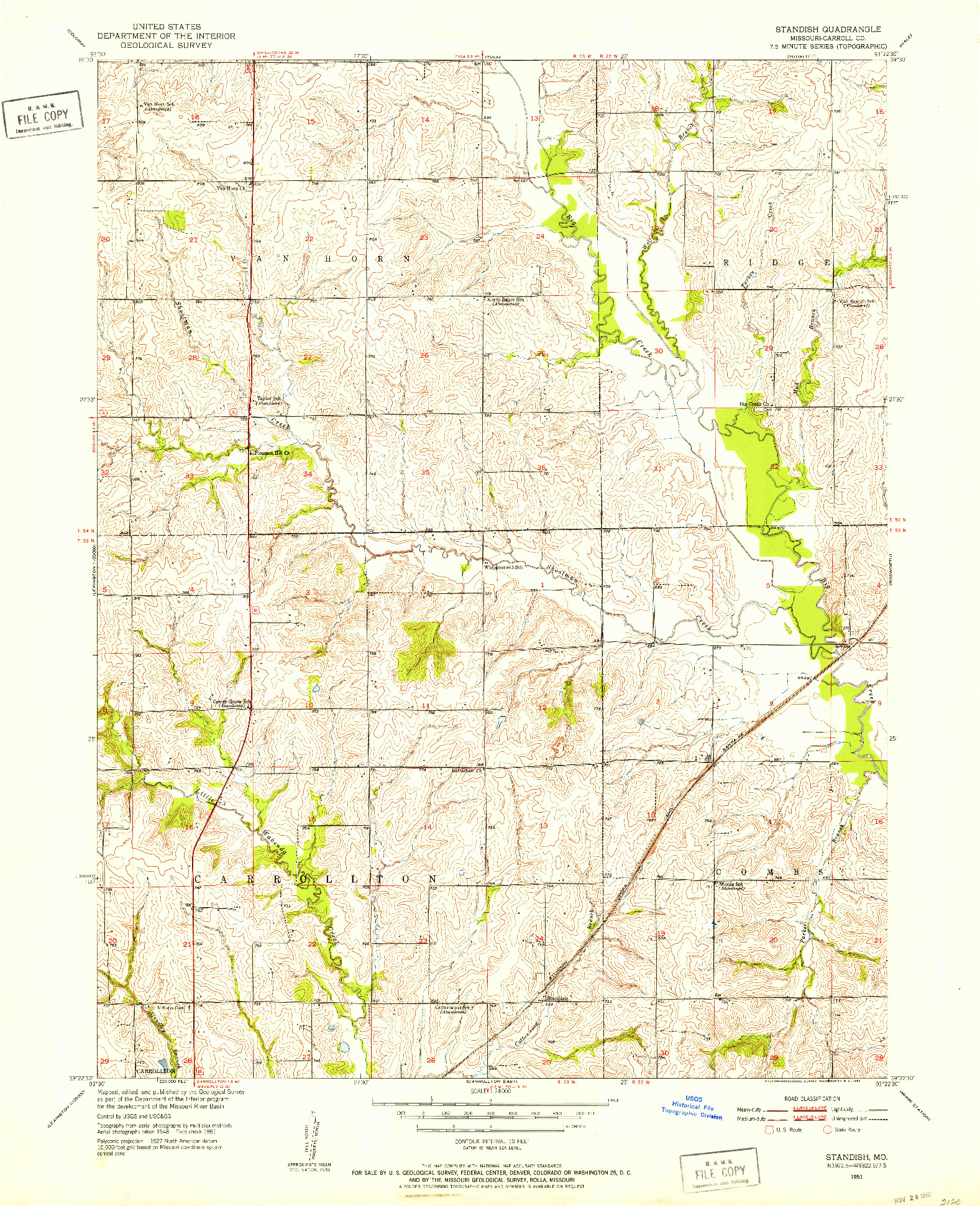 USGS 1:24000-SCALE QUADRANGLE FOR STANDISH, MO 1951