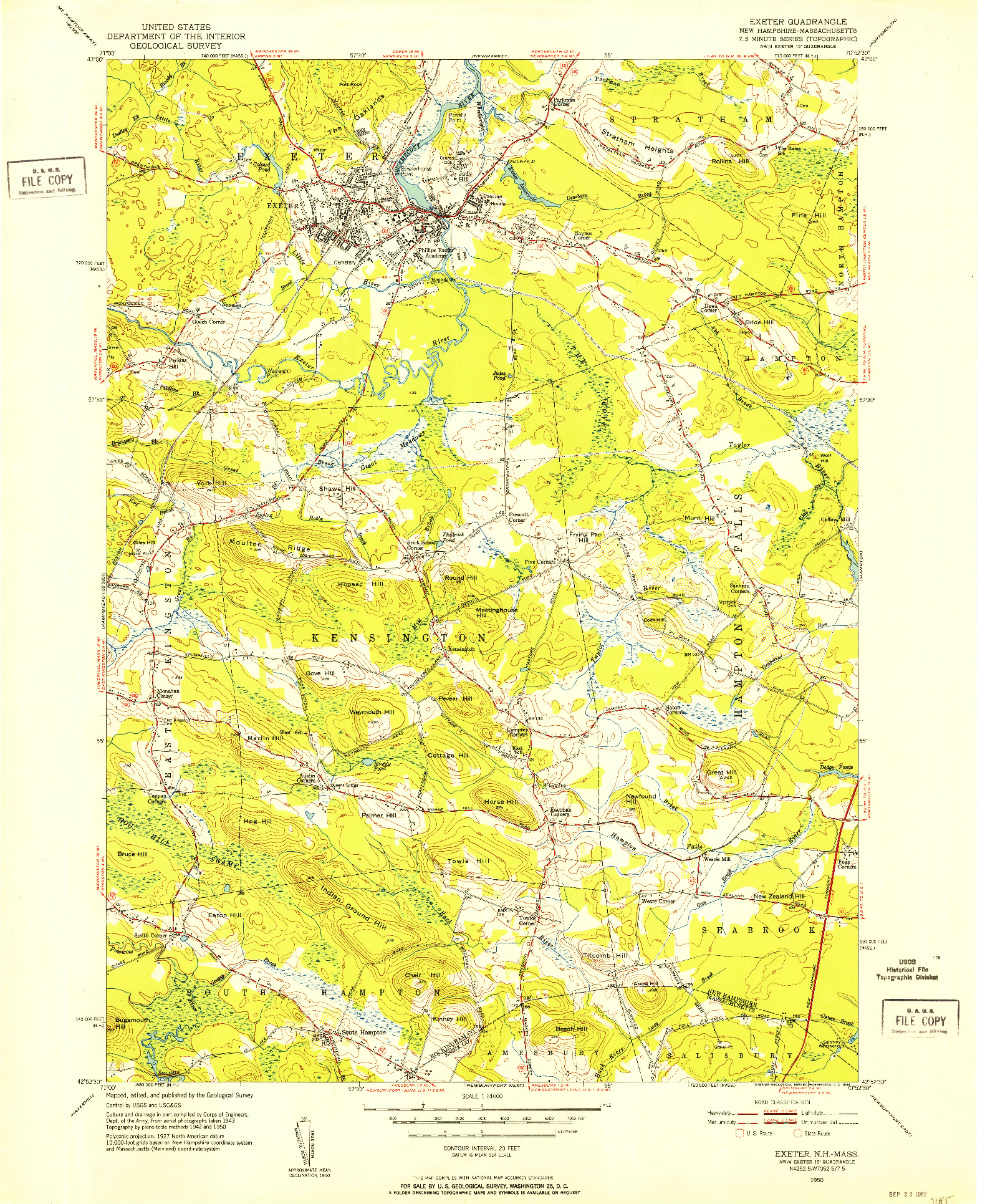 USGS 1:24000-SCALE QUADRANGLE FOR EXETER, NH 1950