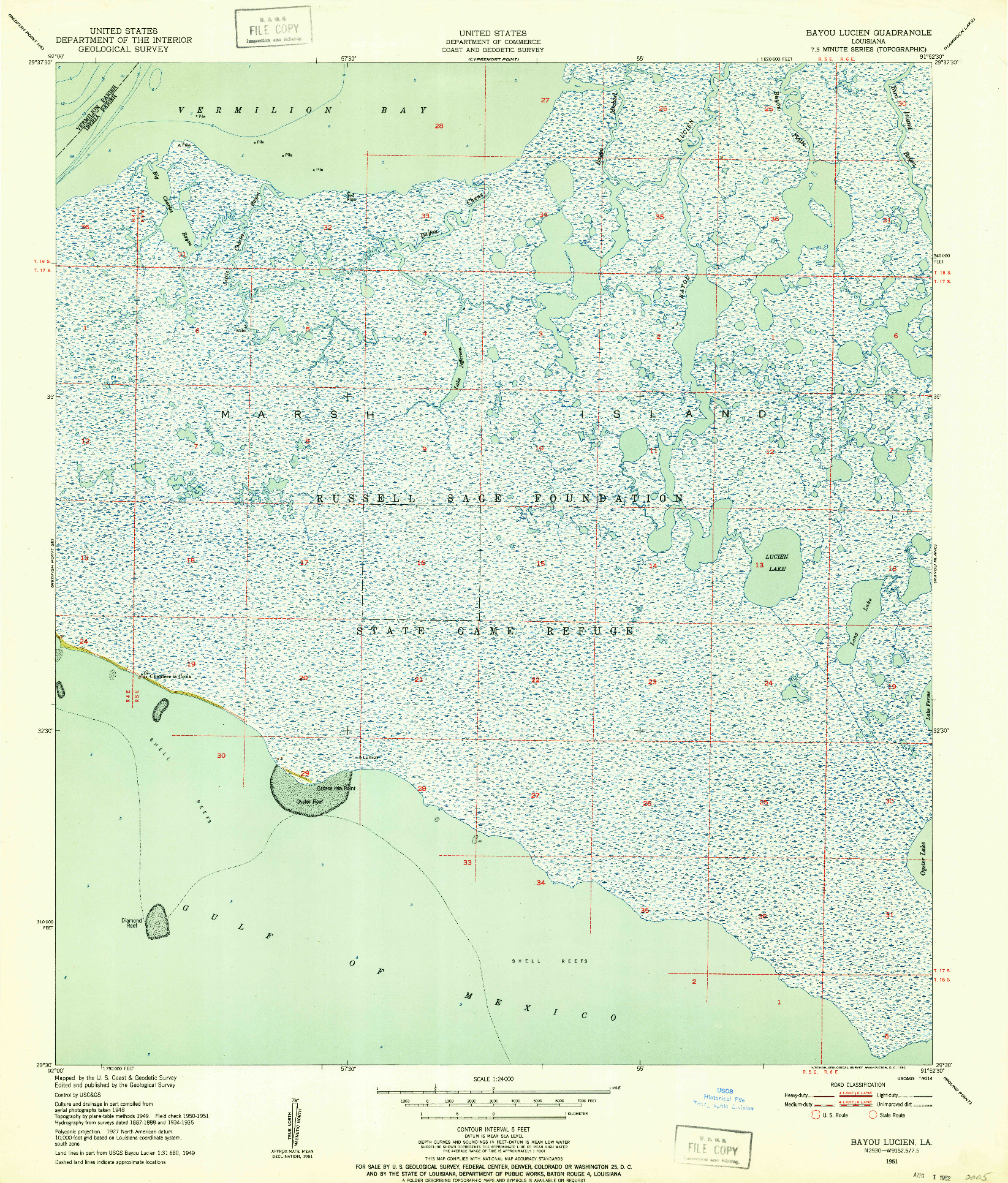 USGS 1:24000-SCALE QUADRANGLE FOR BAYOU LUCIEN, LA 1951