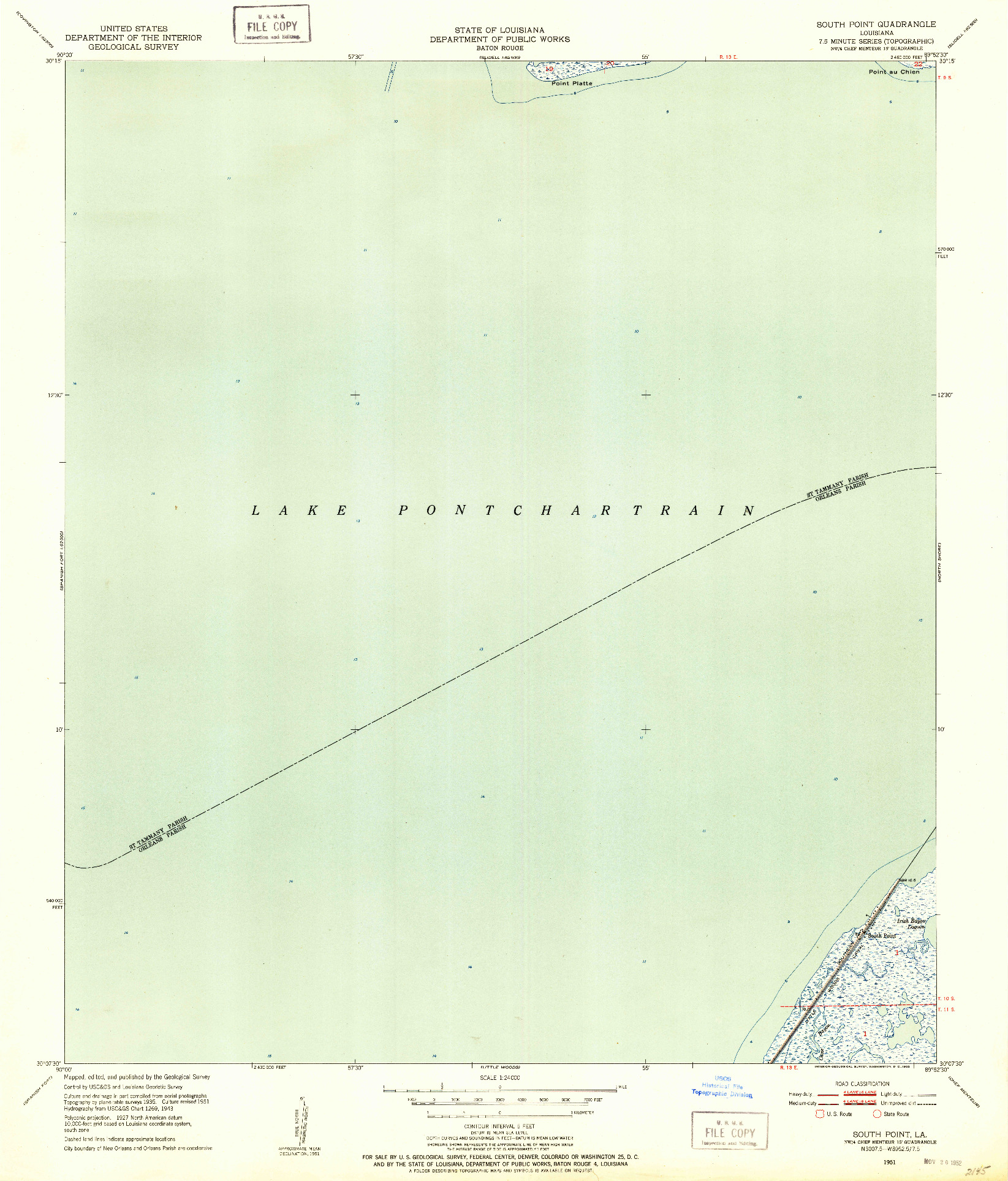 USGS 1:24000-SCALE QUADRANGLE FOR SOUTH POINT, LA 1951