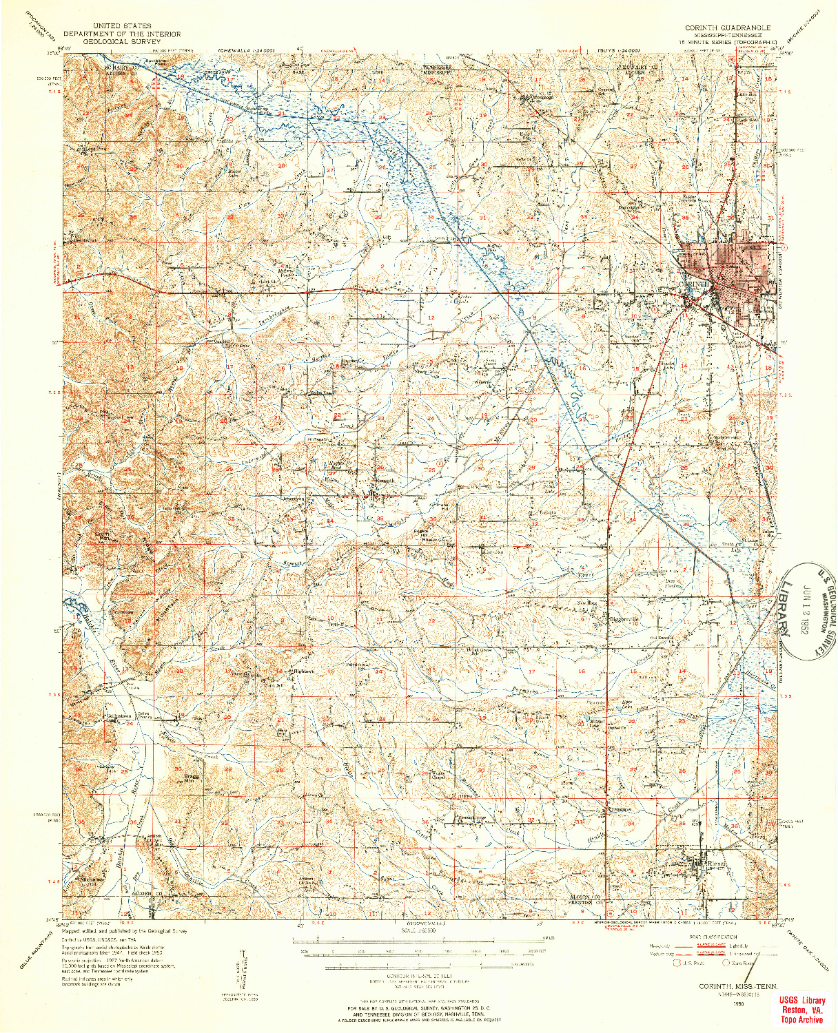 USGS 1:62500-SCALE QUADRANGLE FOR CORINTH, MS 1950