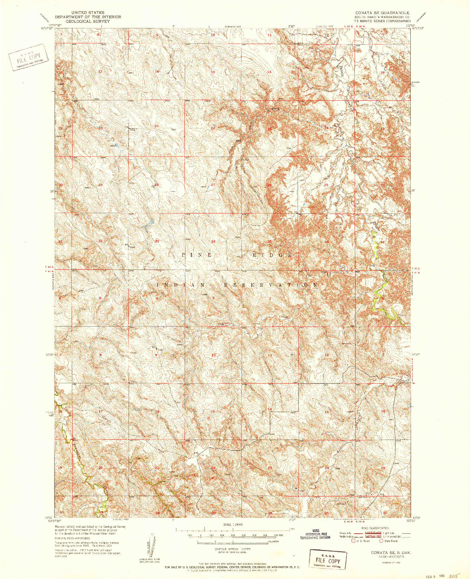 USGS 1:24000-SCALE QUADRANGLE FOR CONATA SE, SD 1952