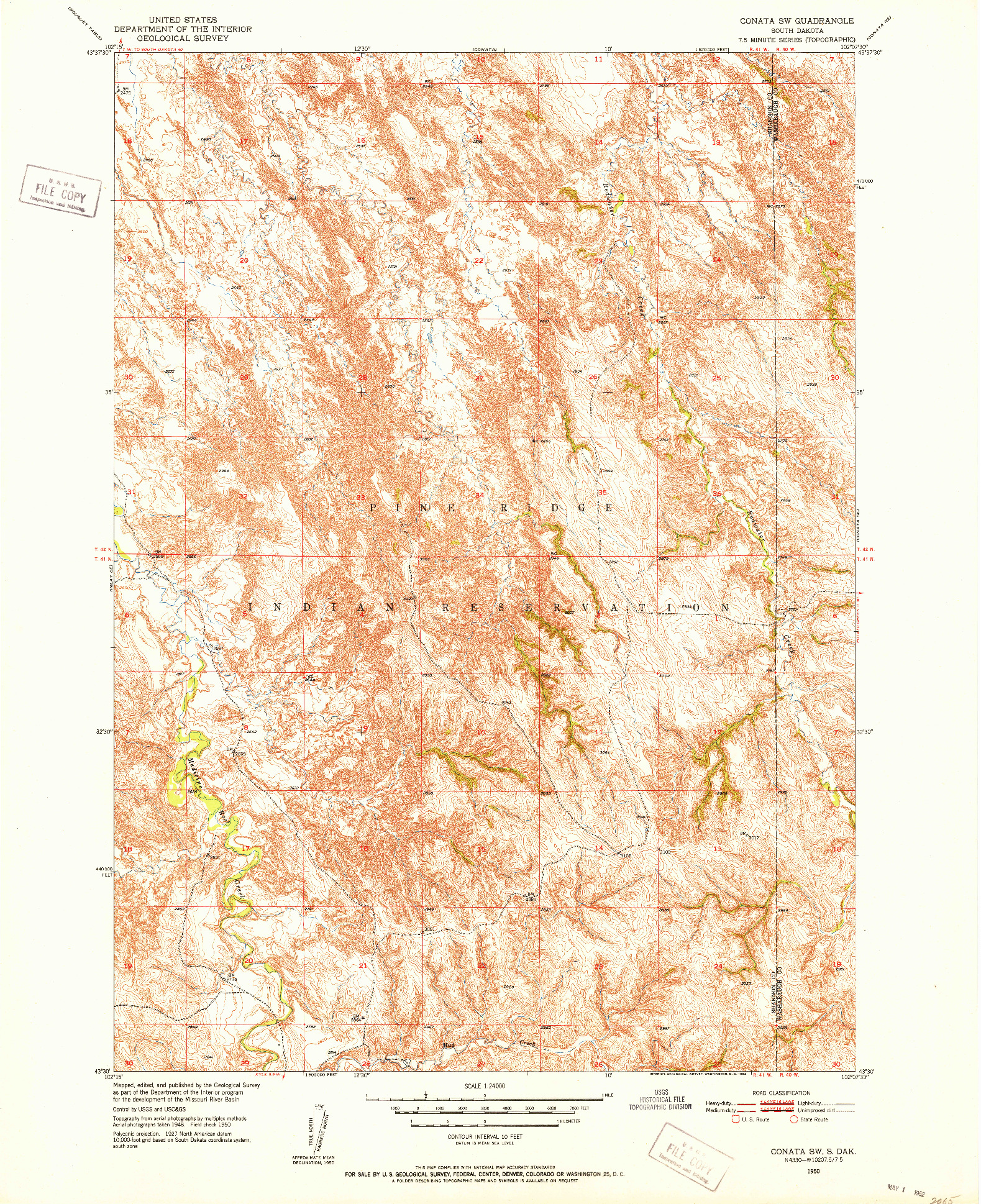 USGS 1:24000-SCALE QUADRANGLE FOR CONATA SW, SD 1950
