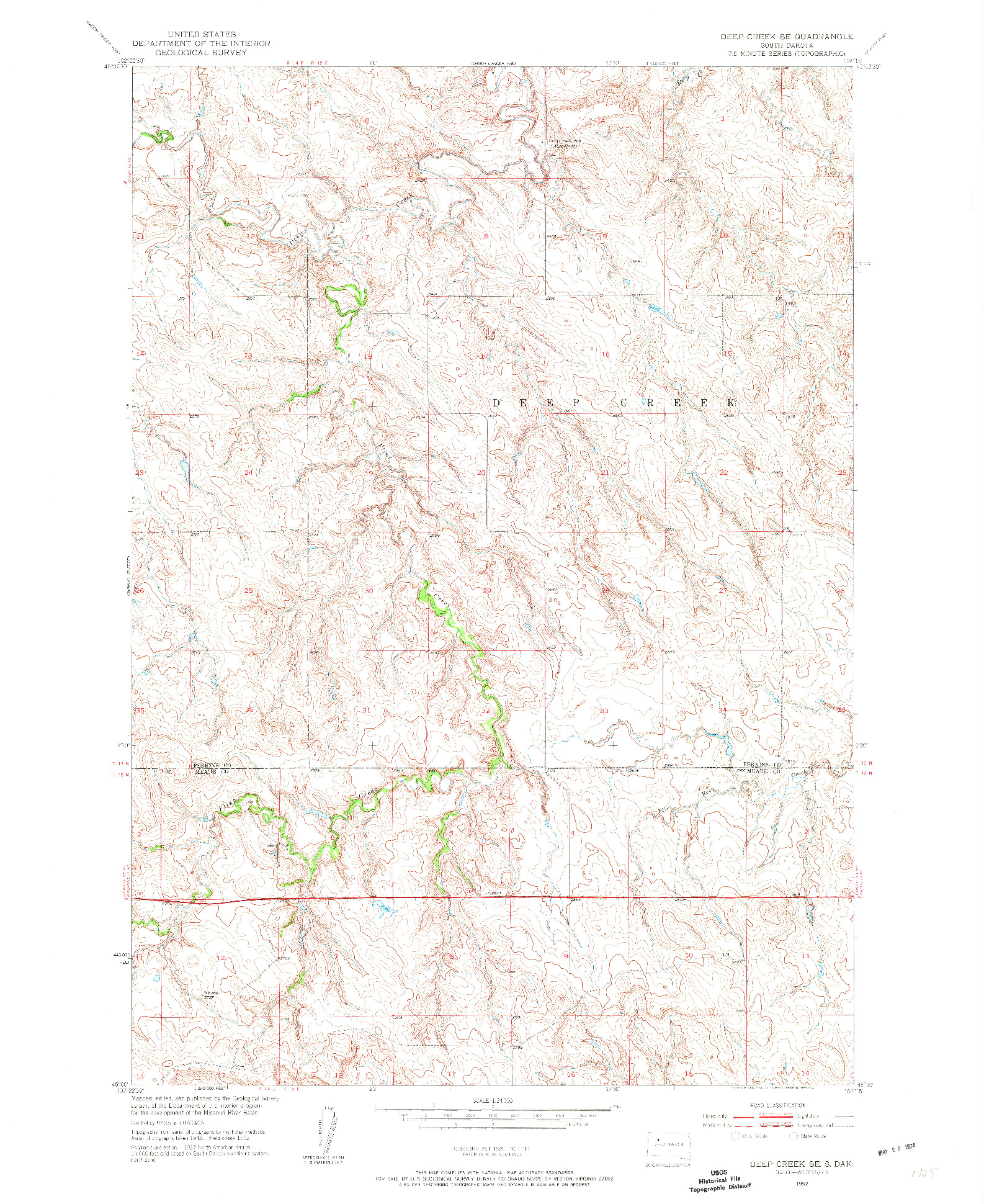 USGS 1:24000-SCALE QUADRANGLE FOR DEEP CREEK SE, SD 1952