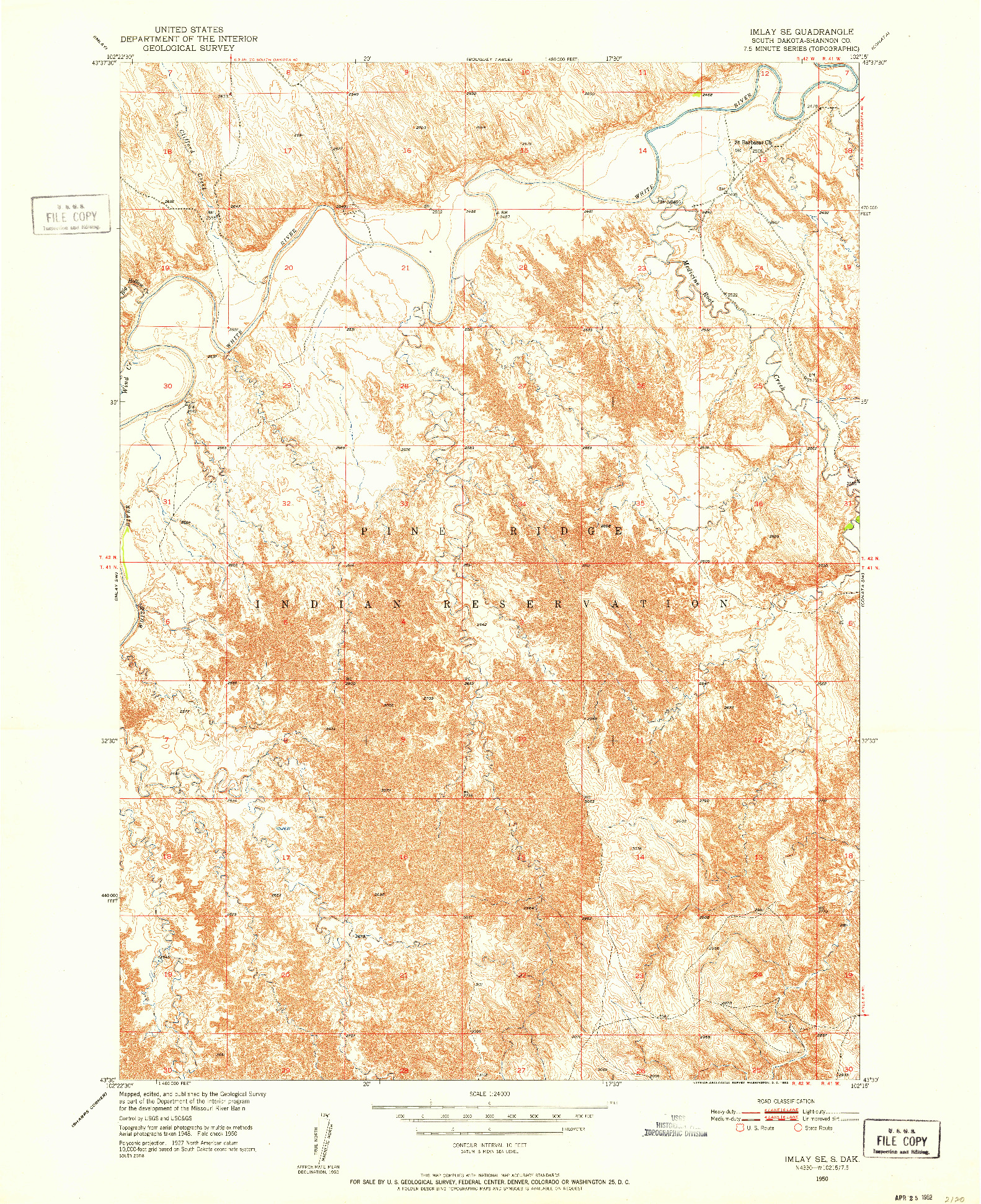 USGS 1:24000-SCALE QUADRANGLE FOR IMLAY SE, SD 1950