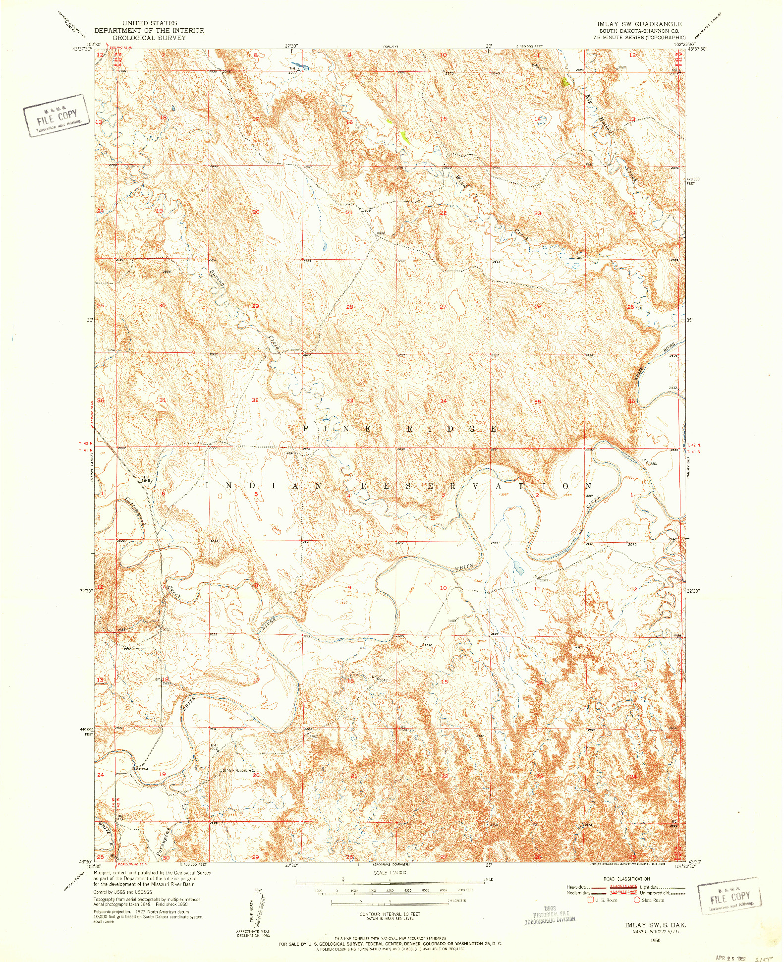 USGS 1:24000-SCALE QUADRANGLE FOR IMLAY SW, SD 1950
