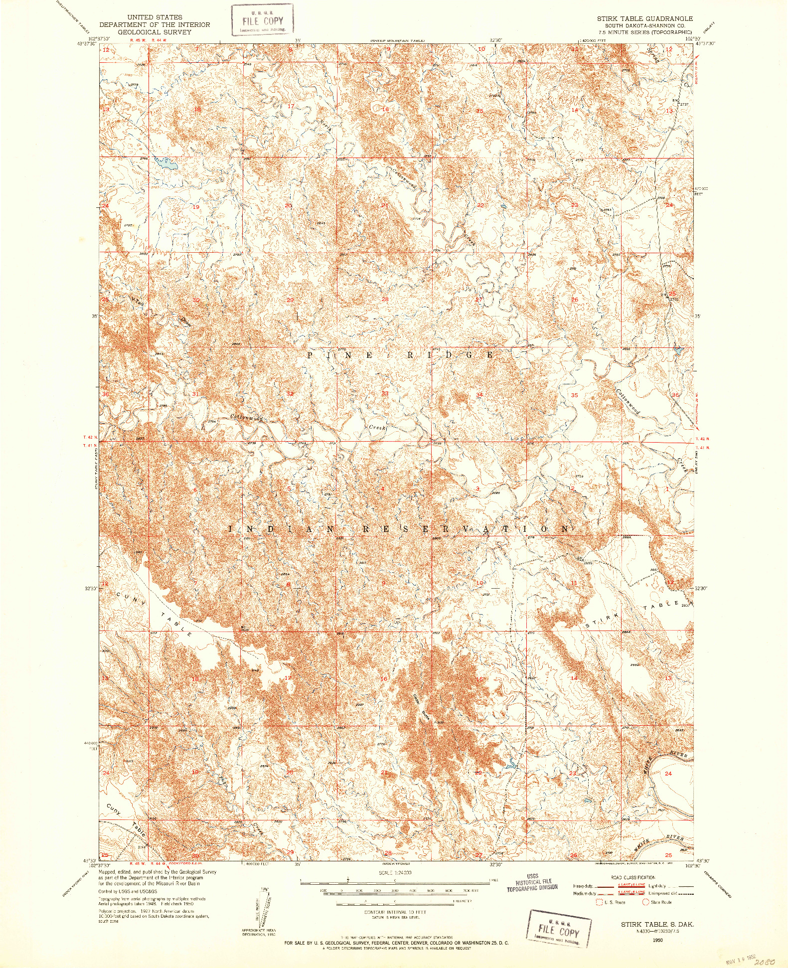 USGS 1:24000-SCALE QUADRANGLE FOR STIRK TABLE, SD 1950