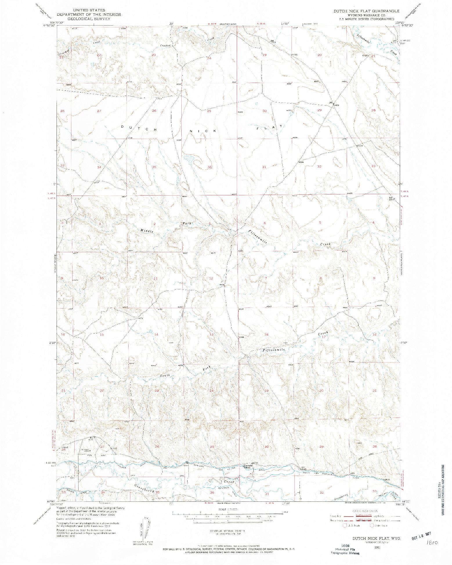 USGS 1:24000-SCALE QUADRANGLE FOR DUTCH NICK FLAT, WY 1951