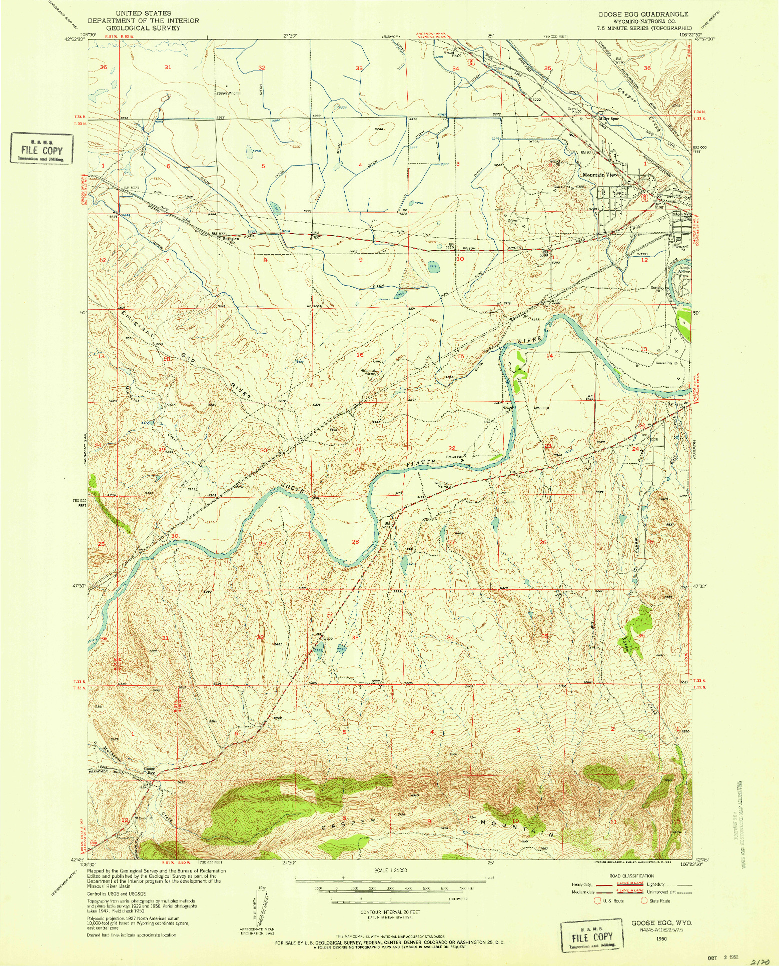 USGS 1:24000-SCALE QUADRANGLE FOR GOOSE EGG, WY 1950