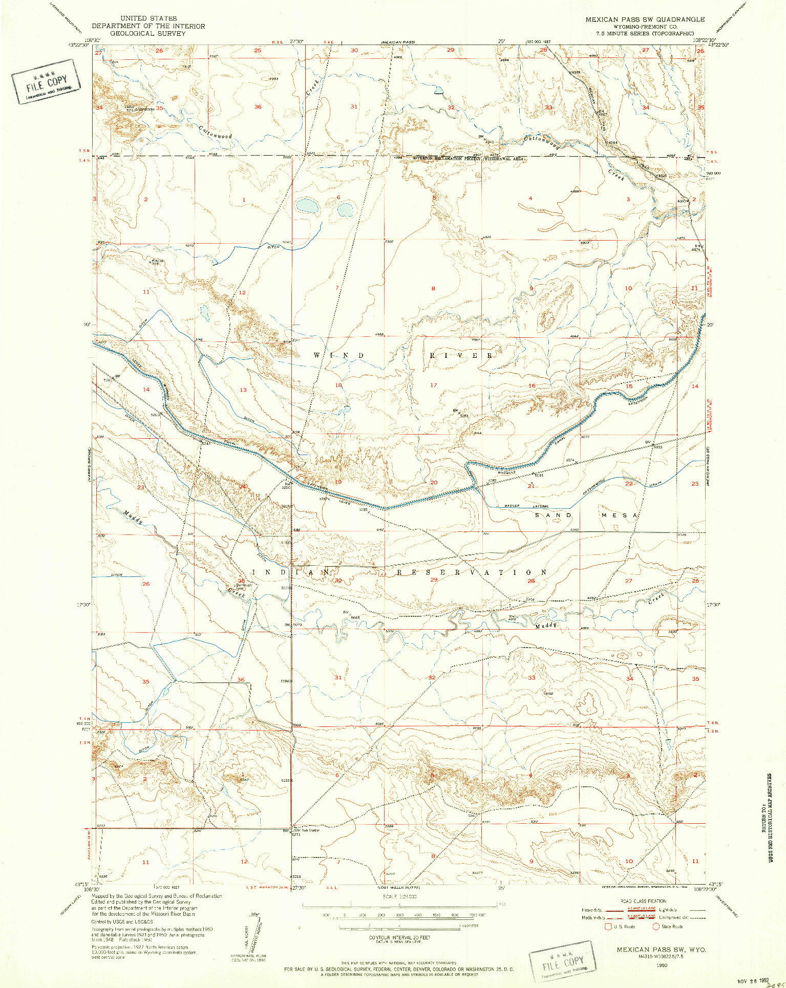USGS 1:24000-SCALE QUADRANGLE FOR MEXICAN PASS SW, WY 1950