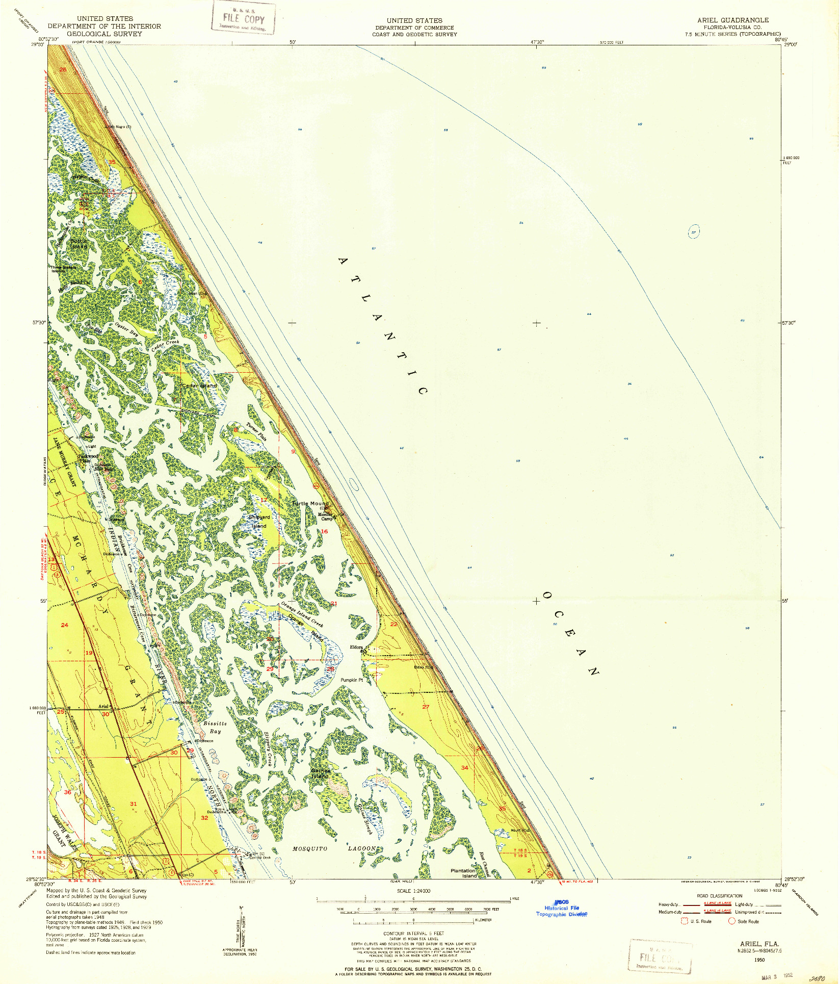 USGS 1:24000-SCALE QUADRANGLE FOR ARIEL, FL 1950