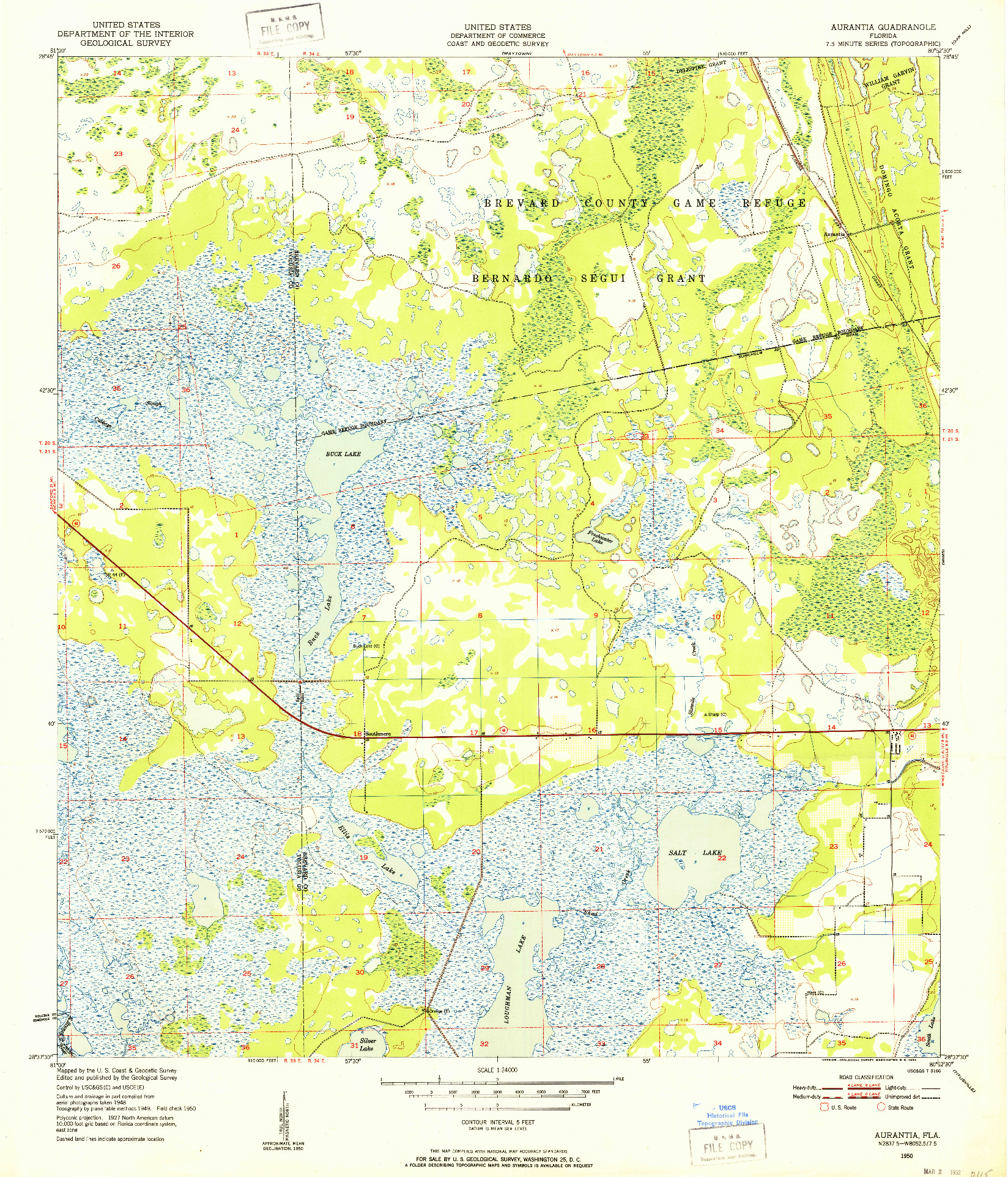 USGS 1:24000-SCALE QUADRANGLE FOR AURANTIA, FL 1950