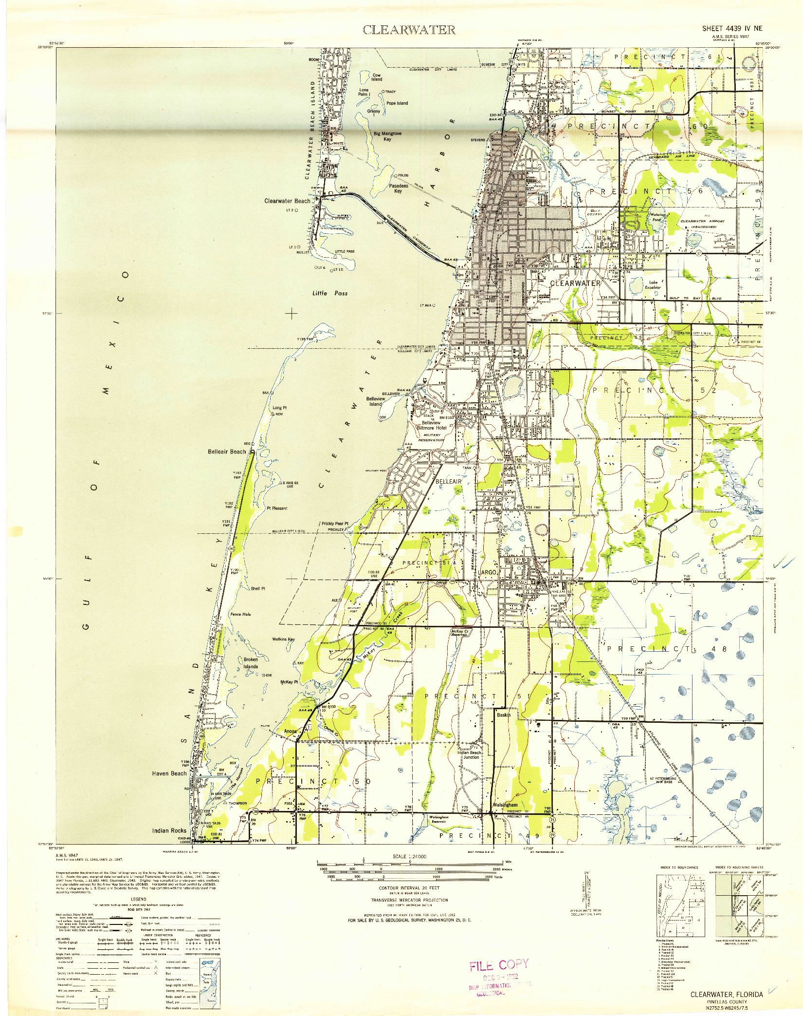 USGS 1:24000-SCALE QUADRANGLE FOR CLEARWATER, FL 1943