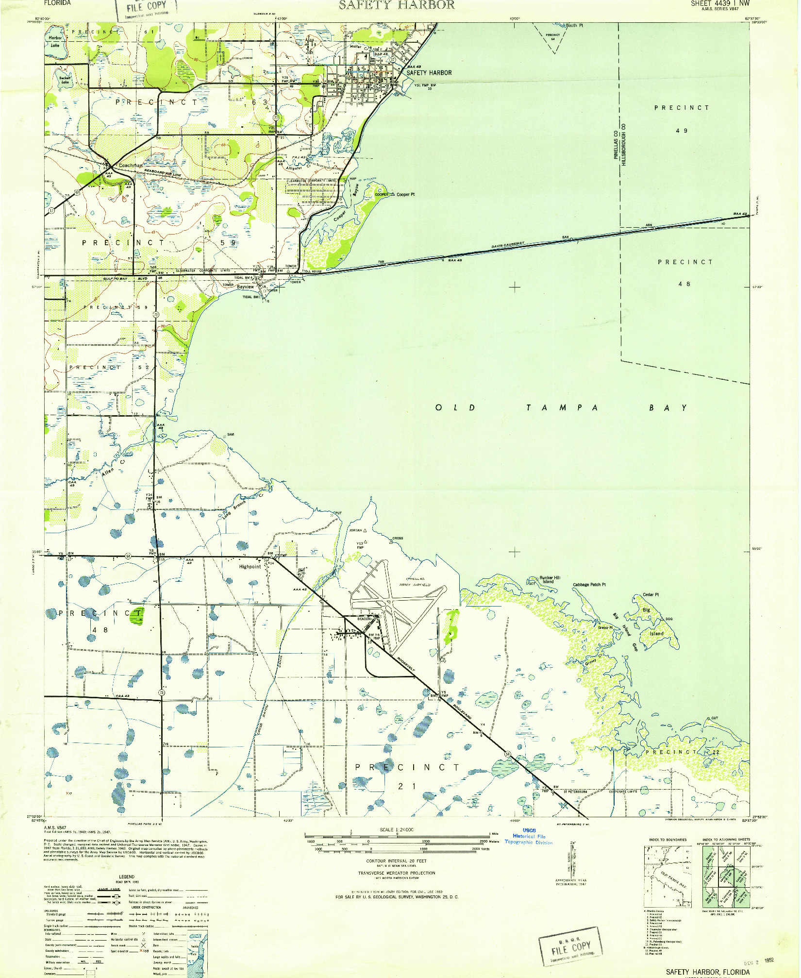 USGS 1:24000-SCALE QUADRANGLE FOR SAFETY HARBOR, FL 1952