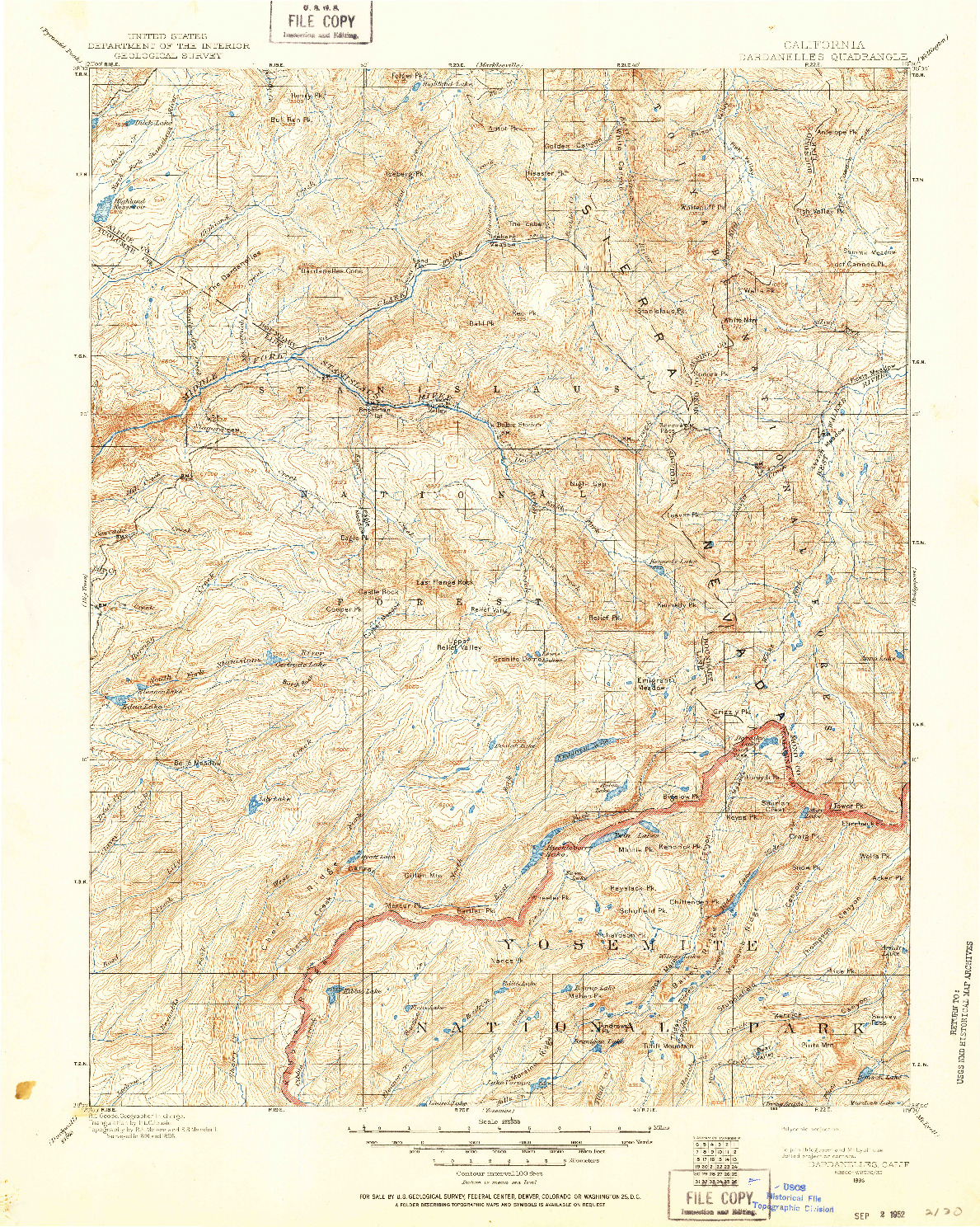 USGS 1:125000-SCALE QUADRANGLE FOR DARDANELLES, CA 1896