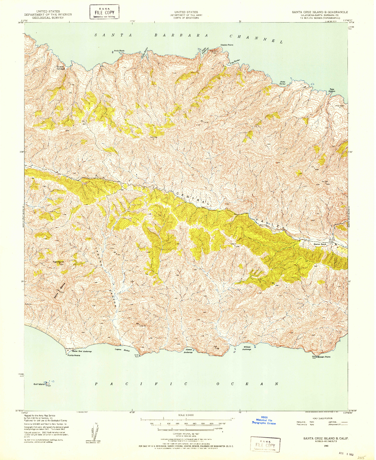 USGS 1:24000-SCALE QUADRANGLE FOR SANTA CRUZ ISLAND B, CA 1943