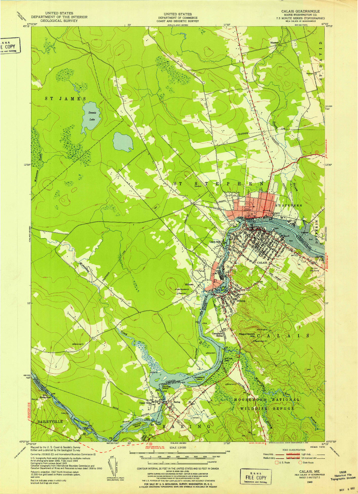 USGS 1:24000-SCALE QUADRANGLE FOR CALAIS, ME 1949