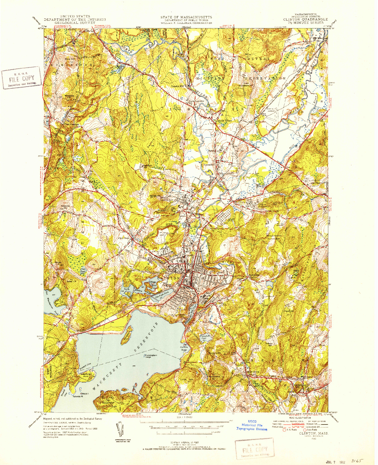 USGS 1:31680-SCALE QUADRANGLE FOR CLINTON, MA 1950