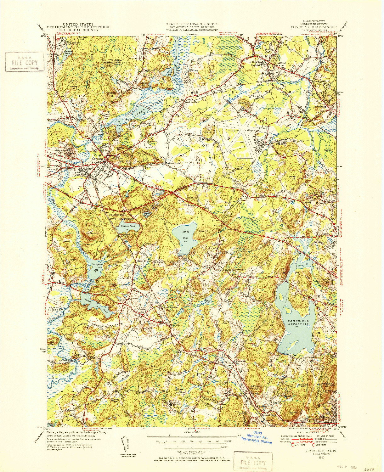 USGS 1:31680-SCALE QUADRANGLE FOR CONCORD, MA 1950
