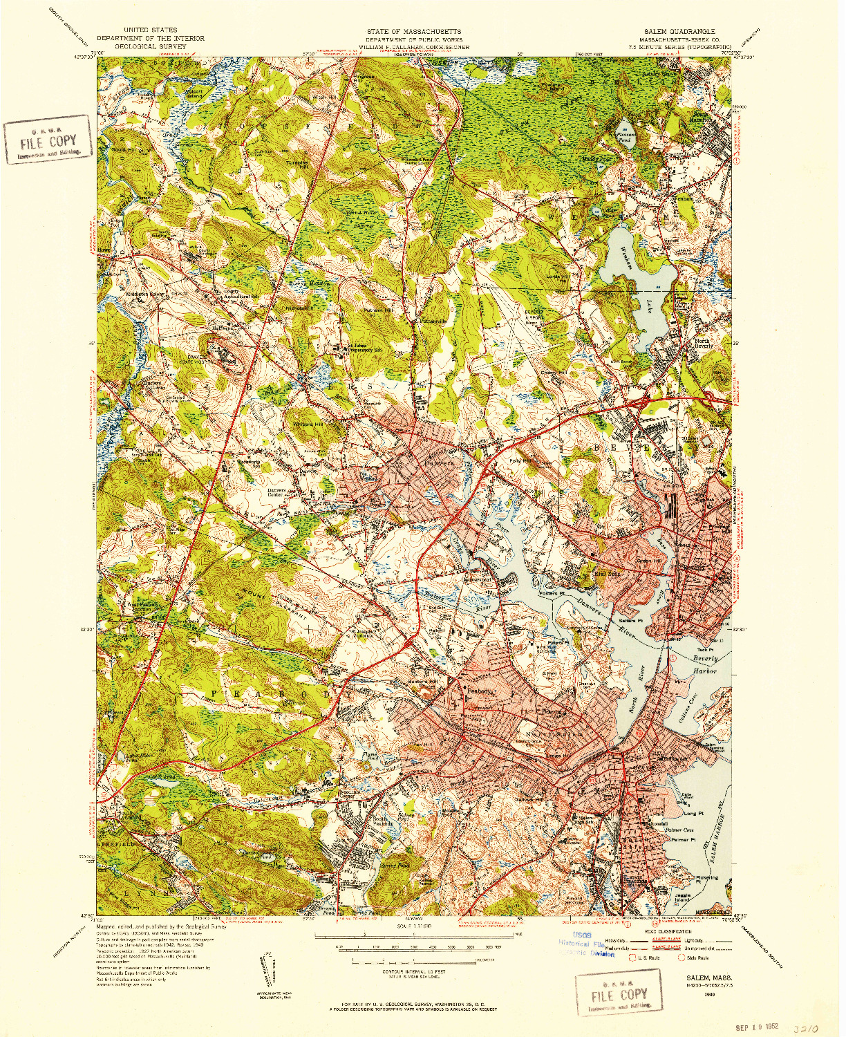 USGS 1:31680-SCALE QUADRANGLE FOR SALEM, MA 1949