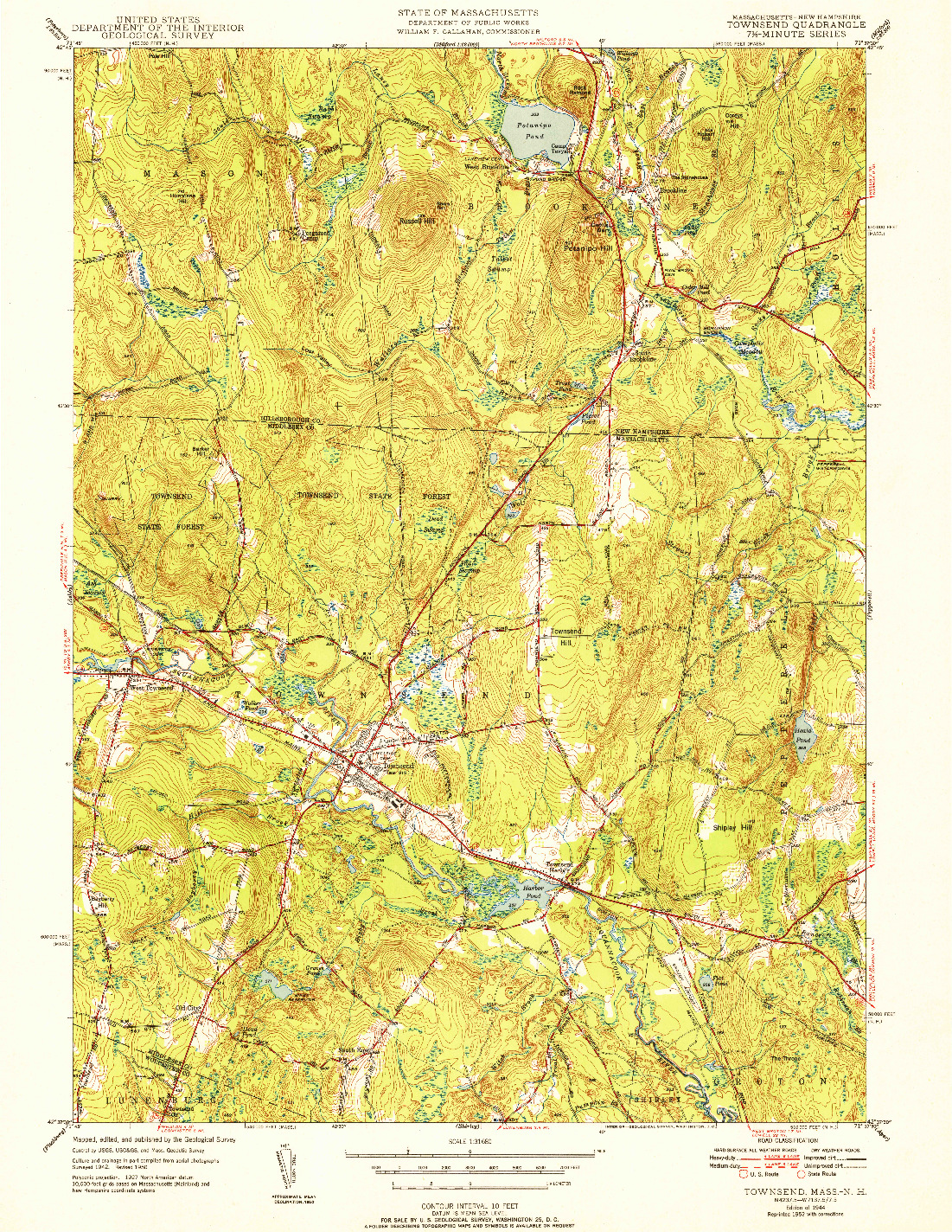 USGS 1:31680-SCALE QUADRANGLE FOR TOWNSEND, MA 1944