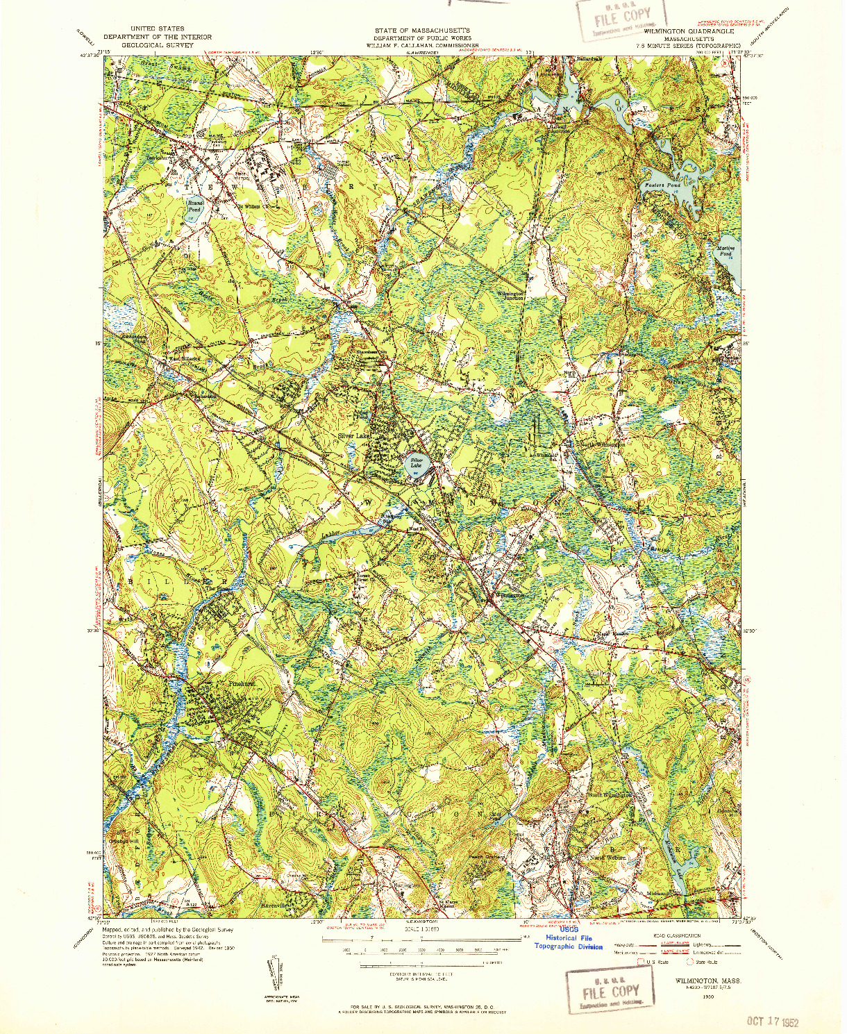 USGS 1:31680-SCALE QUADRANGLE FOR WILMINGTON, MA 1950