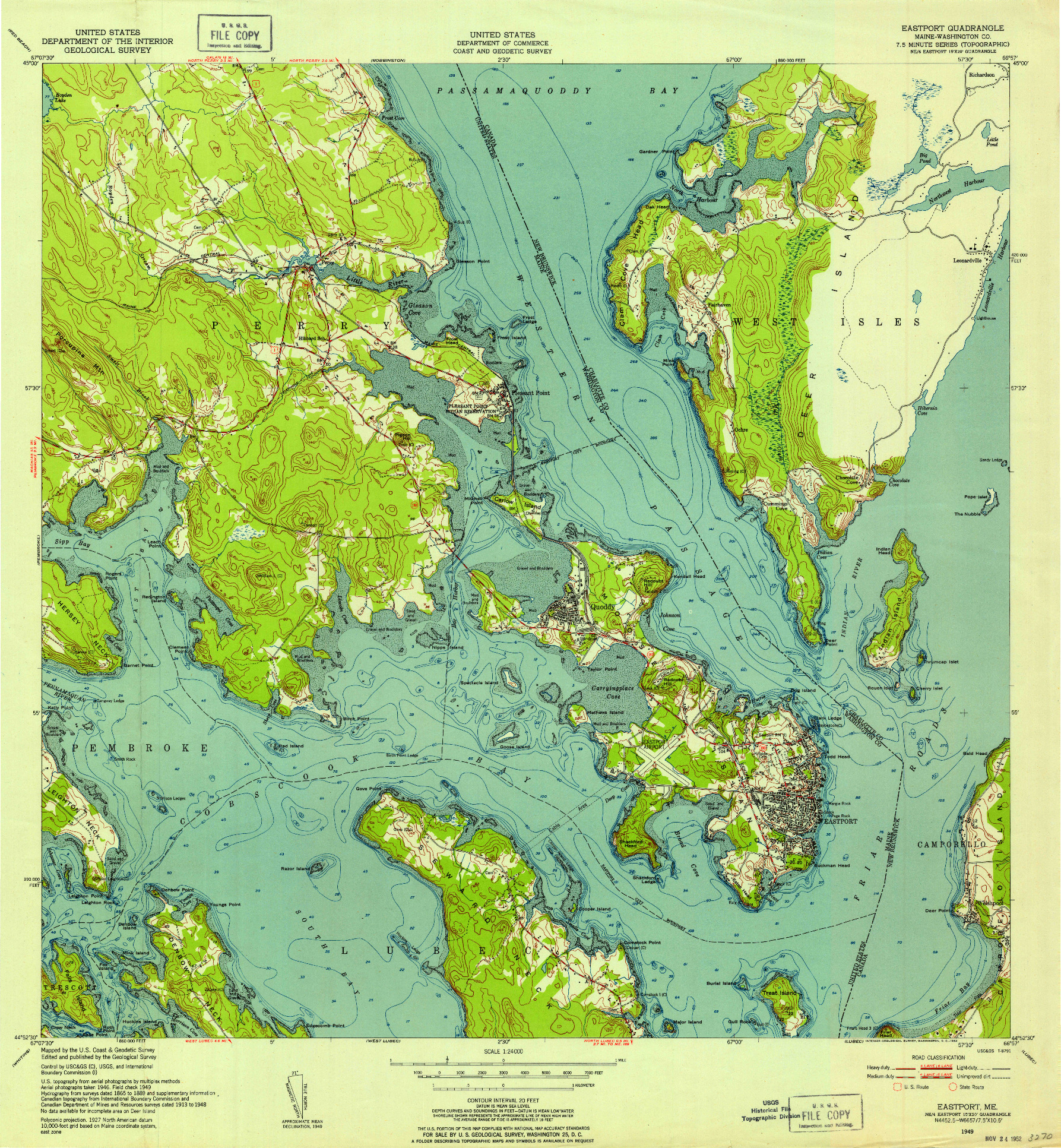 USGS 1:24000-SCALE QUADRANGLE FOR EASTPORT, ME 1949