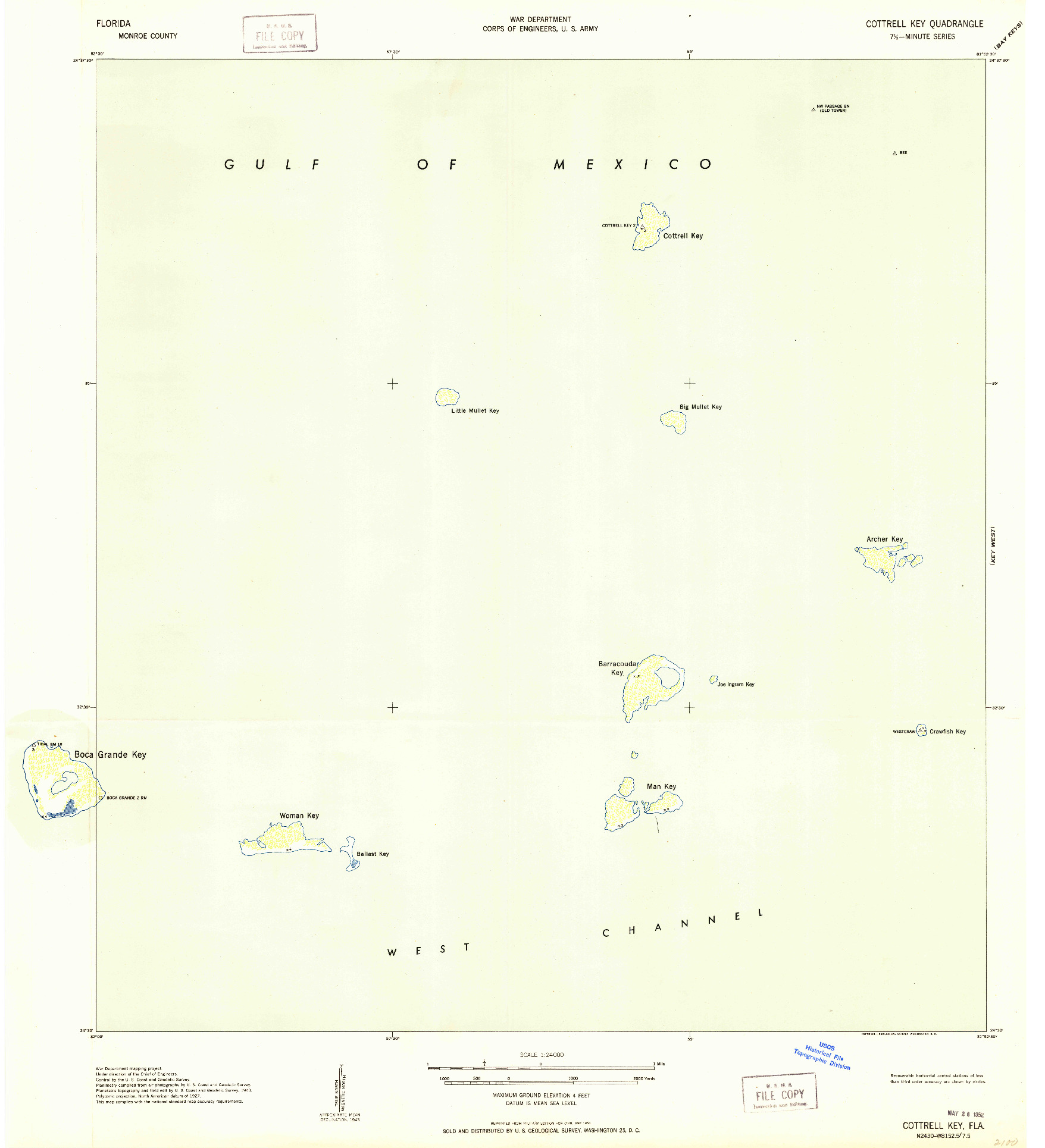 USGS 1:24000-SCALE QUADRANGLE FOR COTTRELL KEY, FL 1943