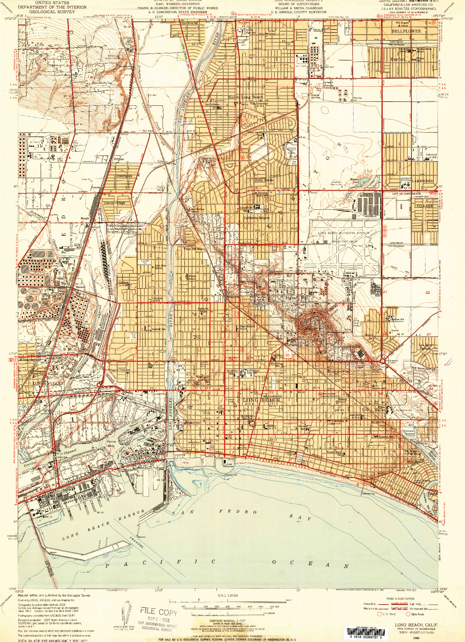 USGS 1:24000-SCALE QUADRANGLE FOR LONG BEACH, CA 1949