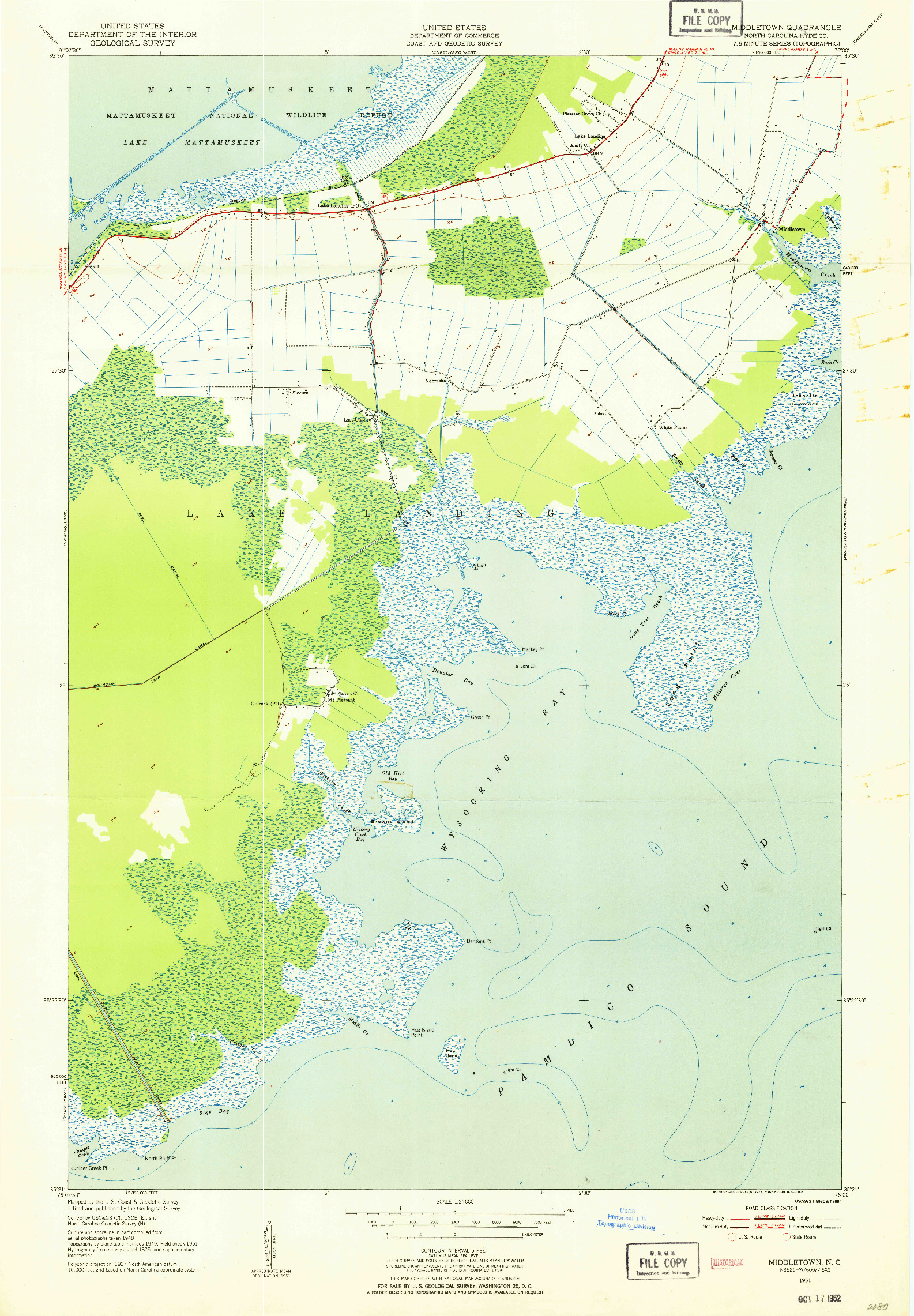USGS 1:24000-SCALE QUADRANGLE FOR MIDDLETOWN, NC 1951