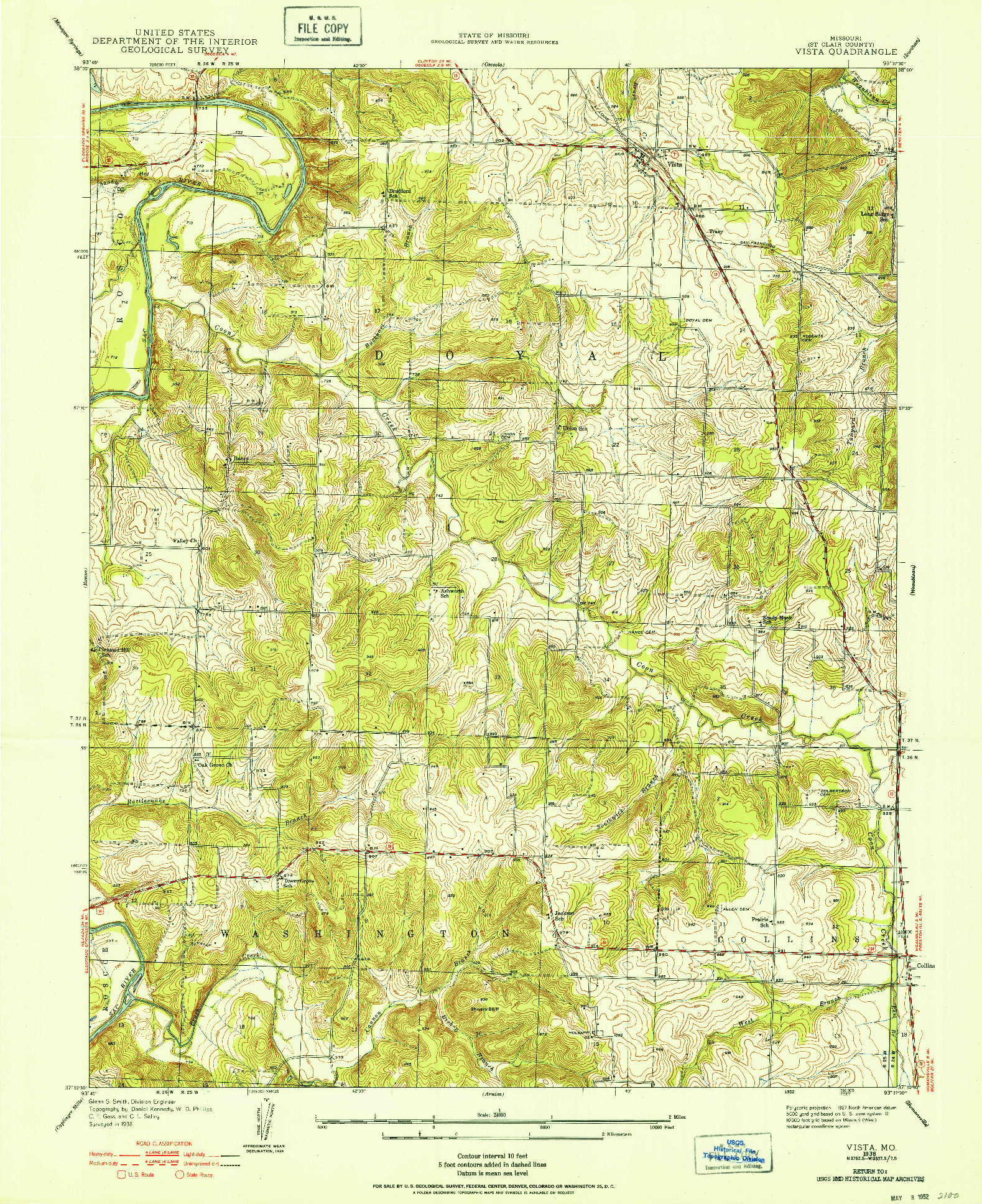 USGS 1:24000-SCALE QUADRANGLE FOR VISTA, MO 1938