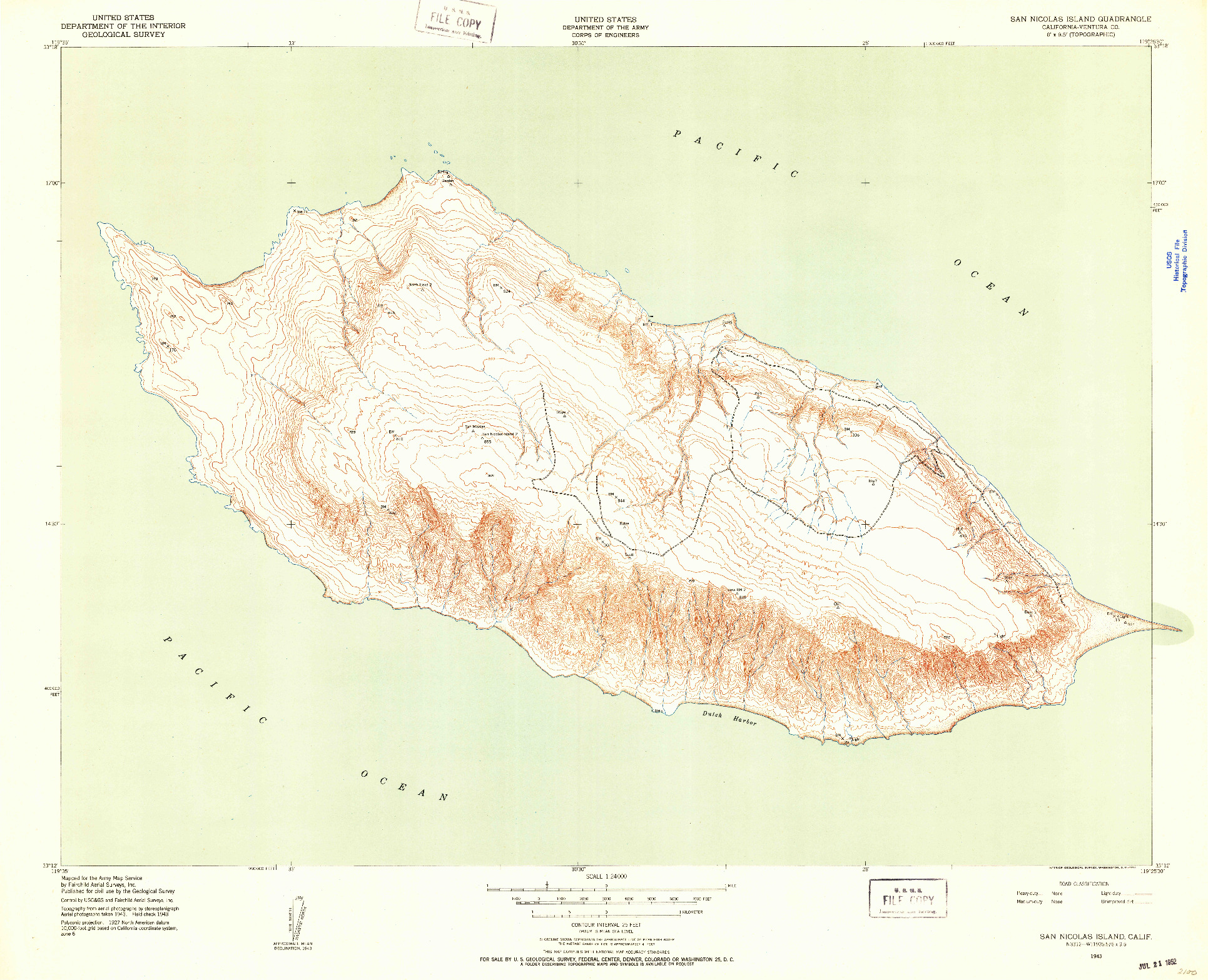 USGS 1:24000-SCALE QUADRANGLE FOR SAN NICOLAS ISLAND, CA 1943