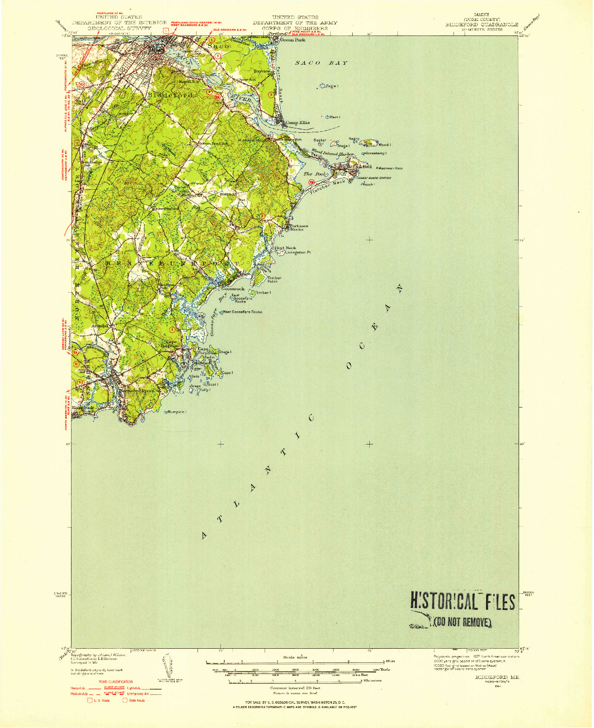 USGS 1:62500-SCALE QUADRANGLE FOR BIDDEFORD, ME 1941