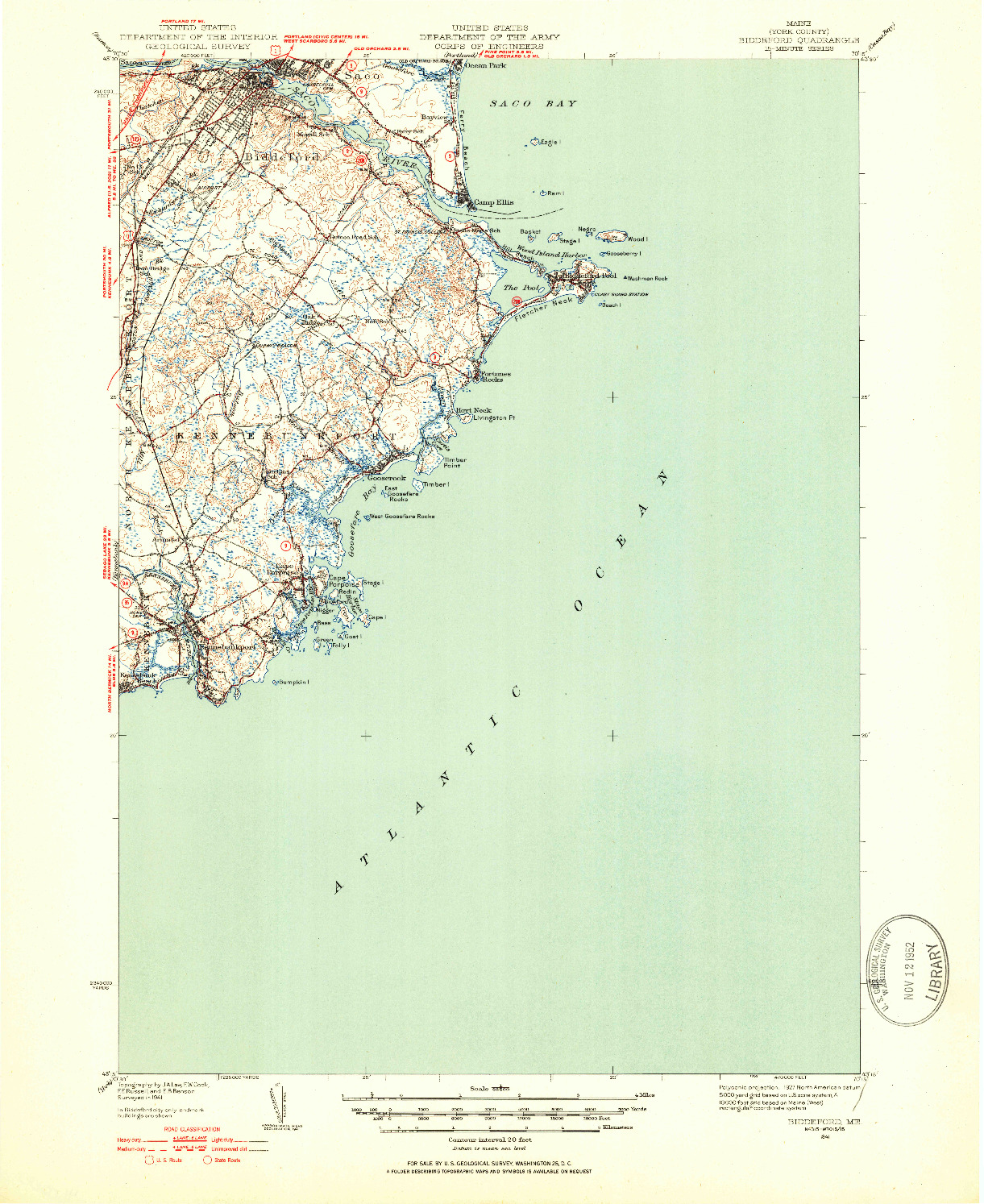 USGS 1:62500-SCALE QUADRANGLE FOR BIDDEFORD, ME 1941