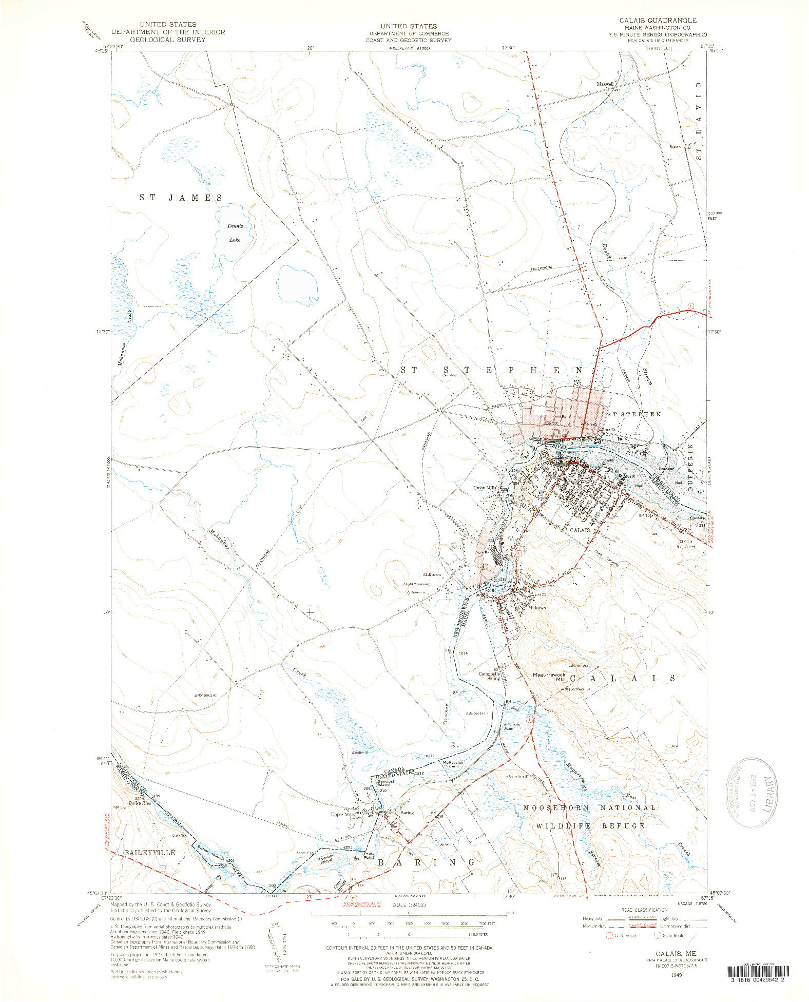 USGS 1:24000-SCALE QUADRANGLE FOR CALAIS, ME 1949