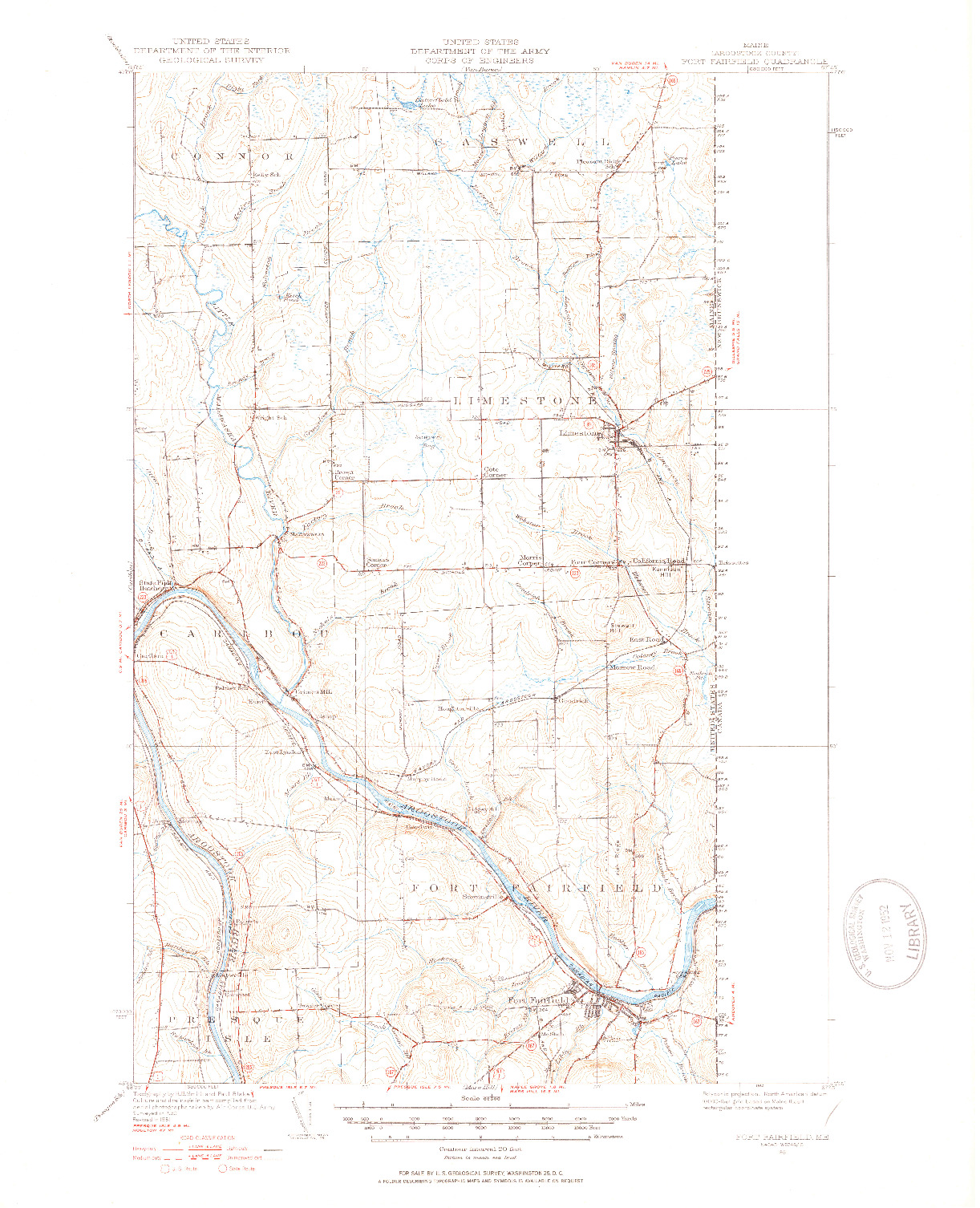 USGS 1:62500-SCALE QUADRANGLE FOR FORT FAIRFIELD, ME 1951