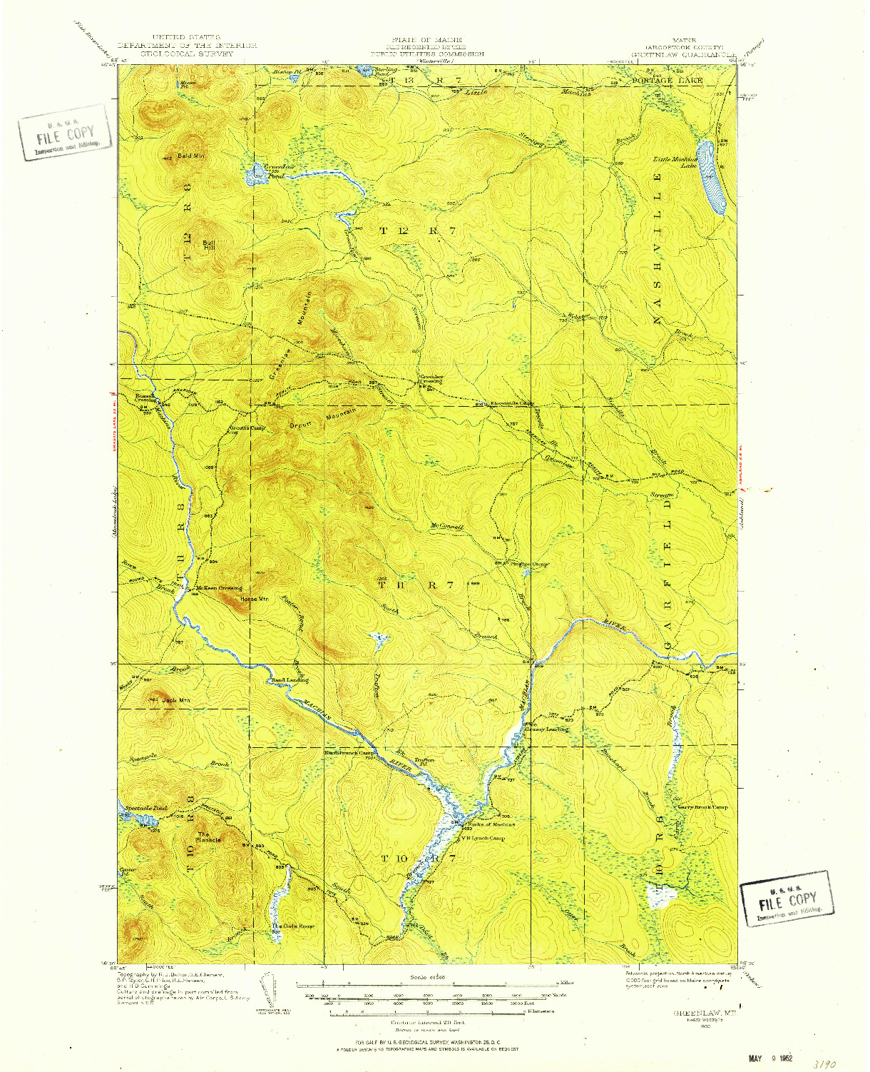 USGS 1:62500-SCALE QUADRANGLE FOR GREENLAW, ME 1930