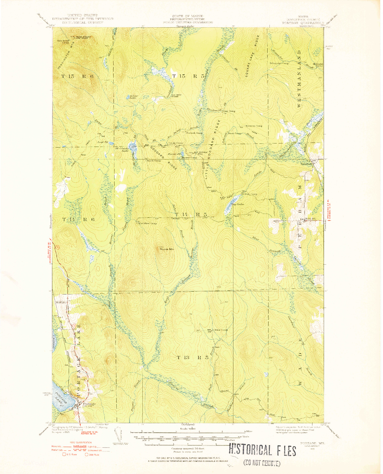 USGS 1:62500-SCALE QUADRANGLE FOR PORTAGE, ME 1929