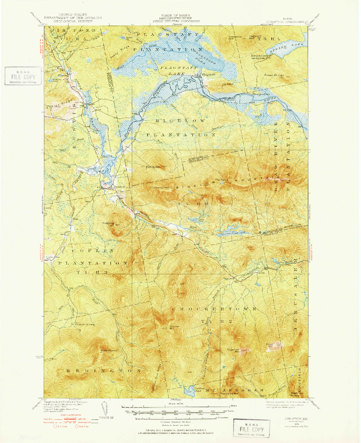 USGS 1:62500-SCALE QUADRANGLE FOR STRATTON, ME 1928