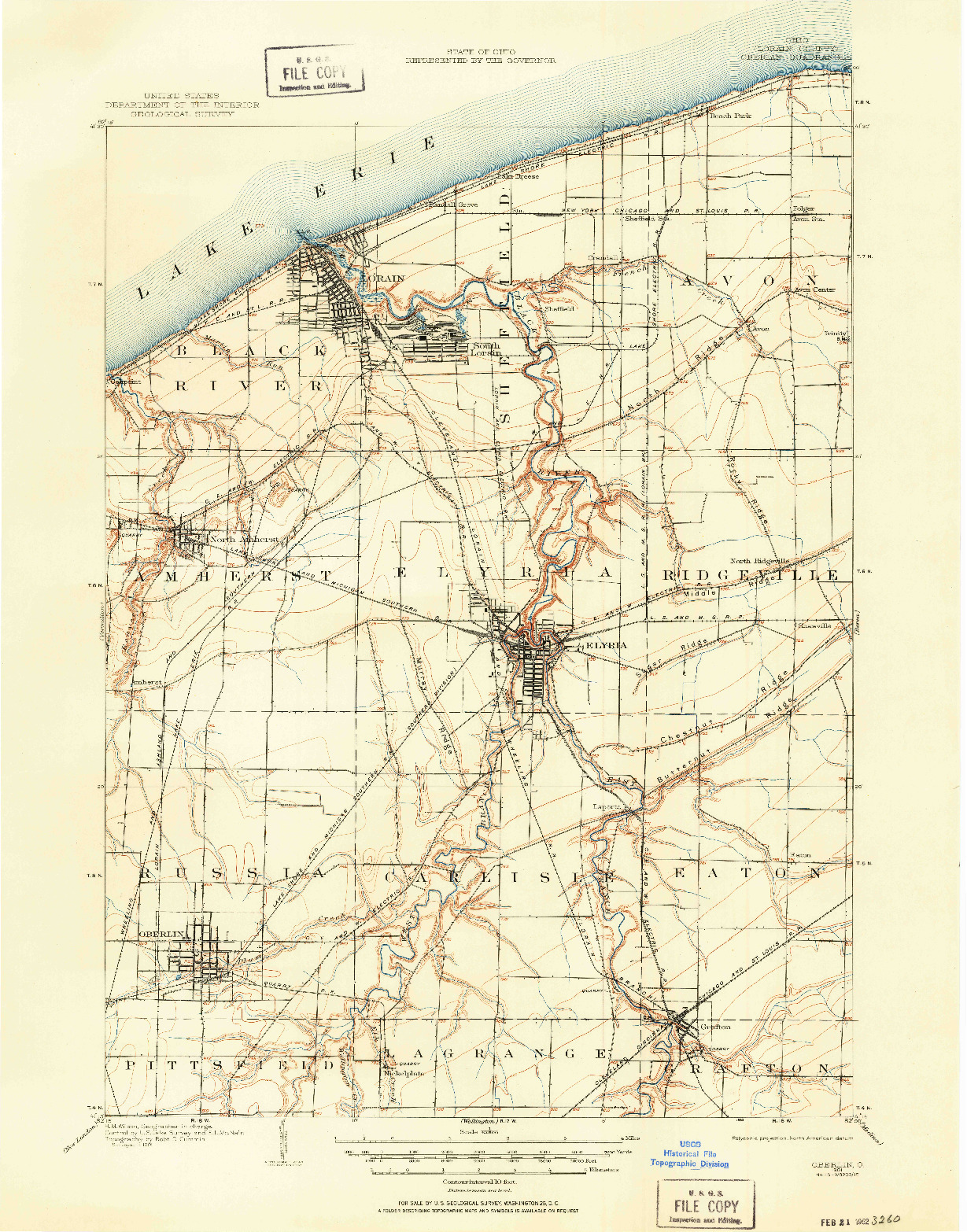 USGS 1:62500-SCALE QUADRANGLE FOR OBERLIN, OH 1901