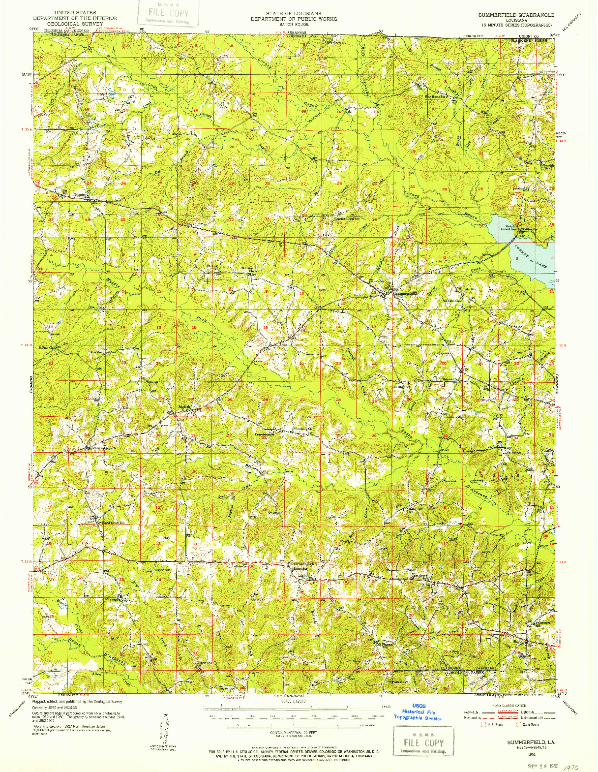 USGS 1:62500-SCALE QUADRANGLE FOR SUMMERFIELD, LA 1951