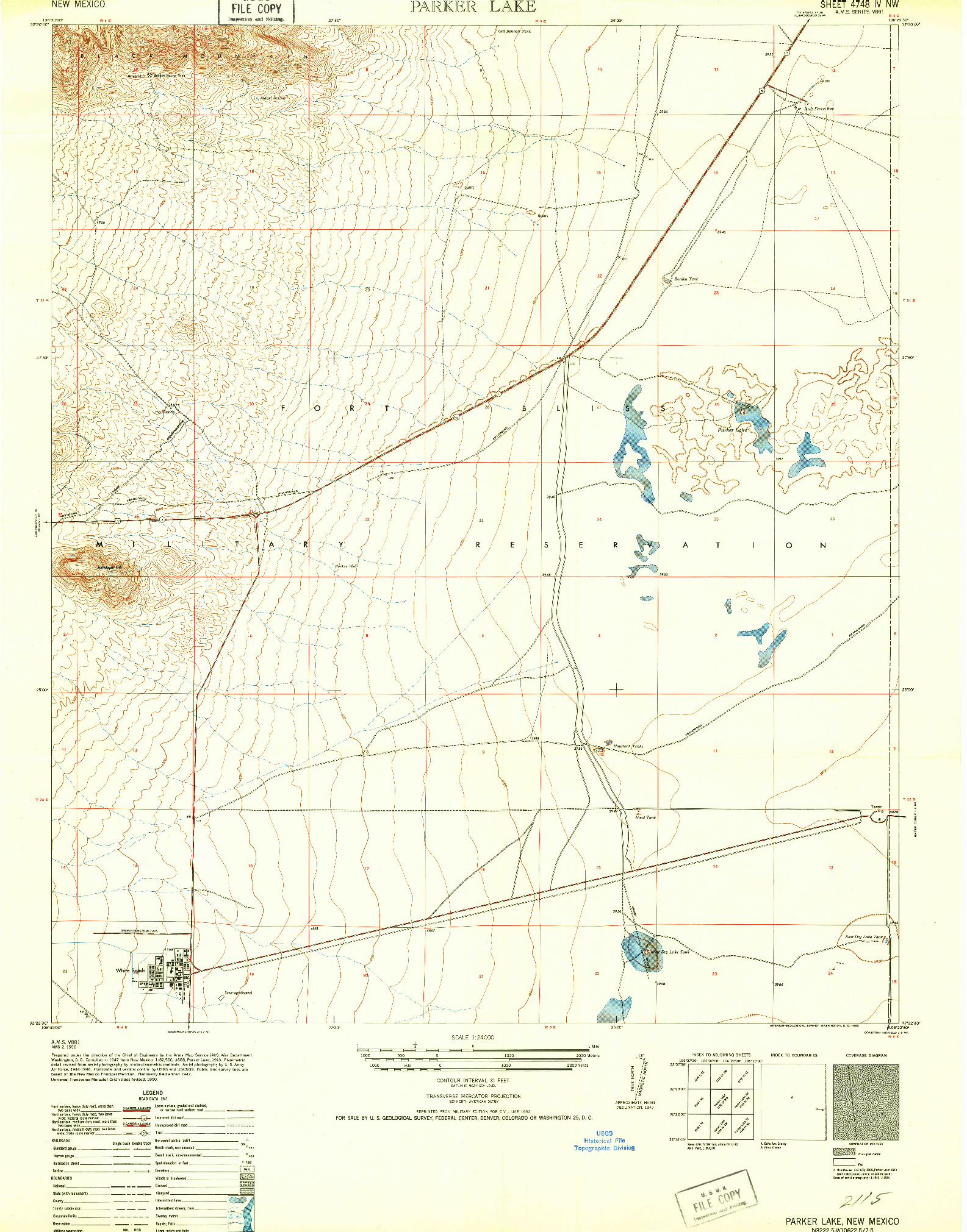 USGS 1:24000-SCALE QUADRANGLE FOR PARKER LAKE, NM 1952