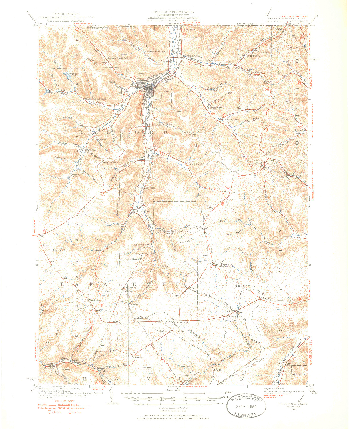USGS 1:62500-SCALE QUADRANGLE FOR BRADFORD, PA 1924