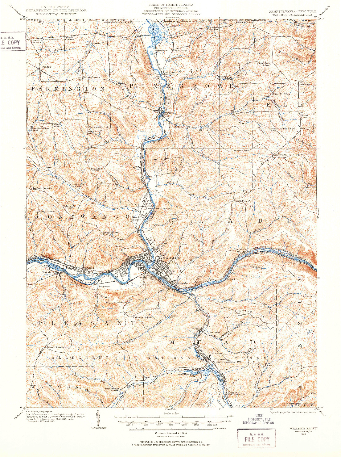 USGS 1:62500-SCALE QUADRANGLE FOR WARREN, PA 1906