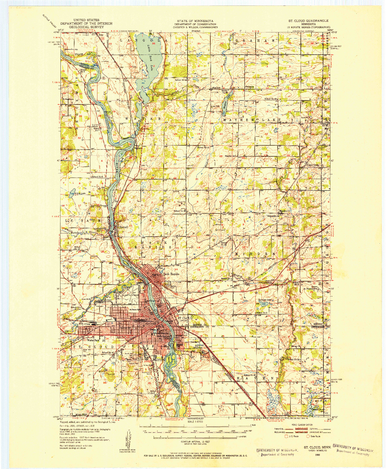 USGS 1:62500-SCALE QUADRANGLE FOR ST. CLOUD, MN 1950