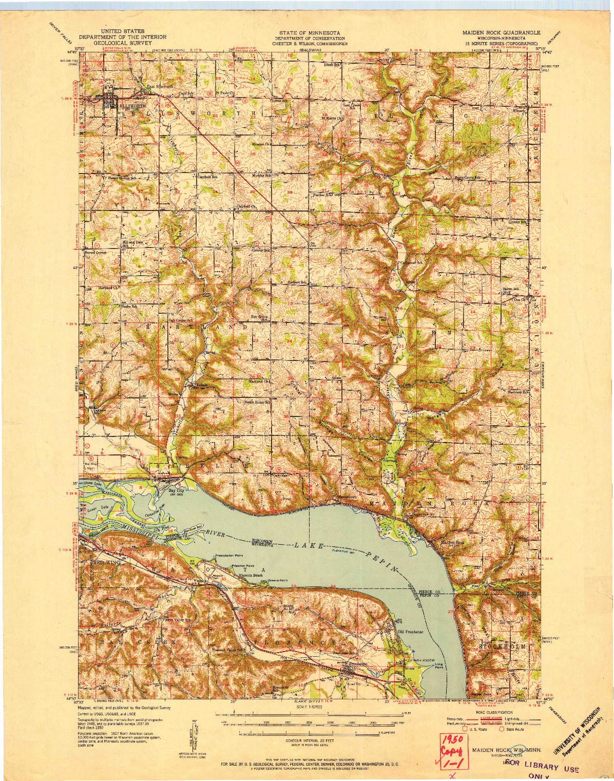 USGS 1:62500-SCALE QUADRANGLE FOR MAIDEN ROCK, WI 1950