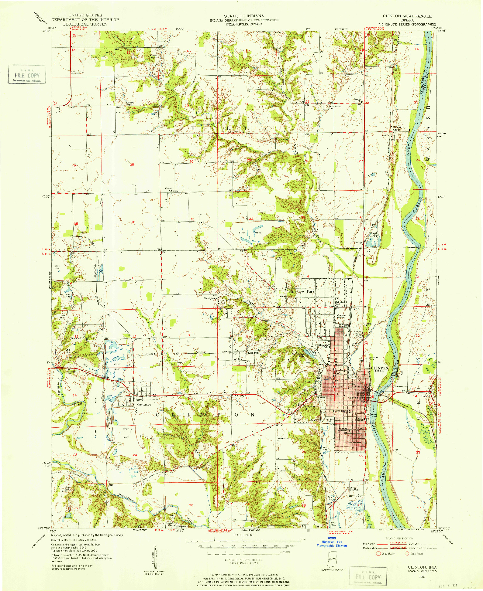 USGS 1:24000-SCALE QUADRANGLE FOR CLINTON, IN 1951