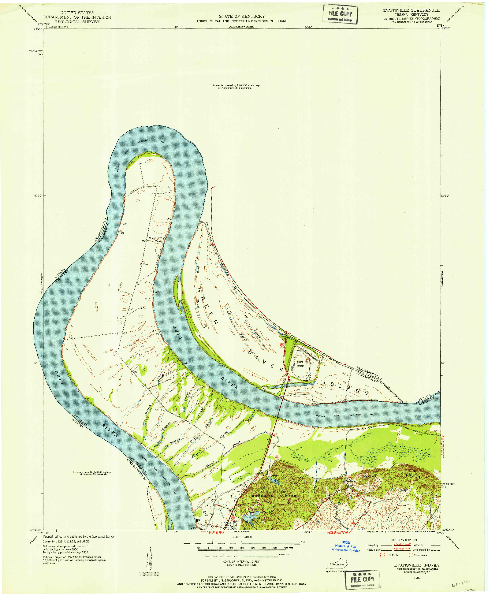 USGS 1:24000-SCALE QUADRANGLE FOR EVANSVILLE, IN 1952